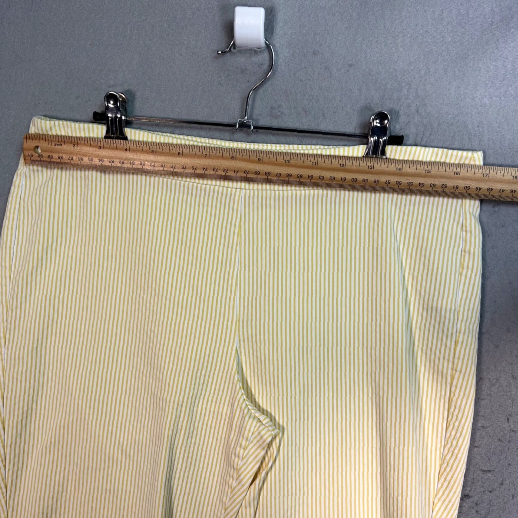 Nanette Lepore Nanette Lepore Pants Womens Size Large Yellow & White Striped Stretch Cropped Size 36" / US 14 / IT 50 - 5 Thumbnail