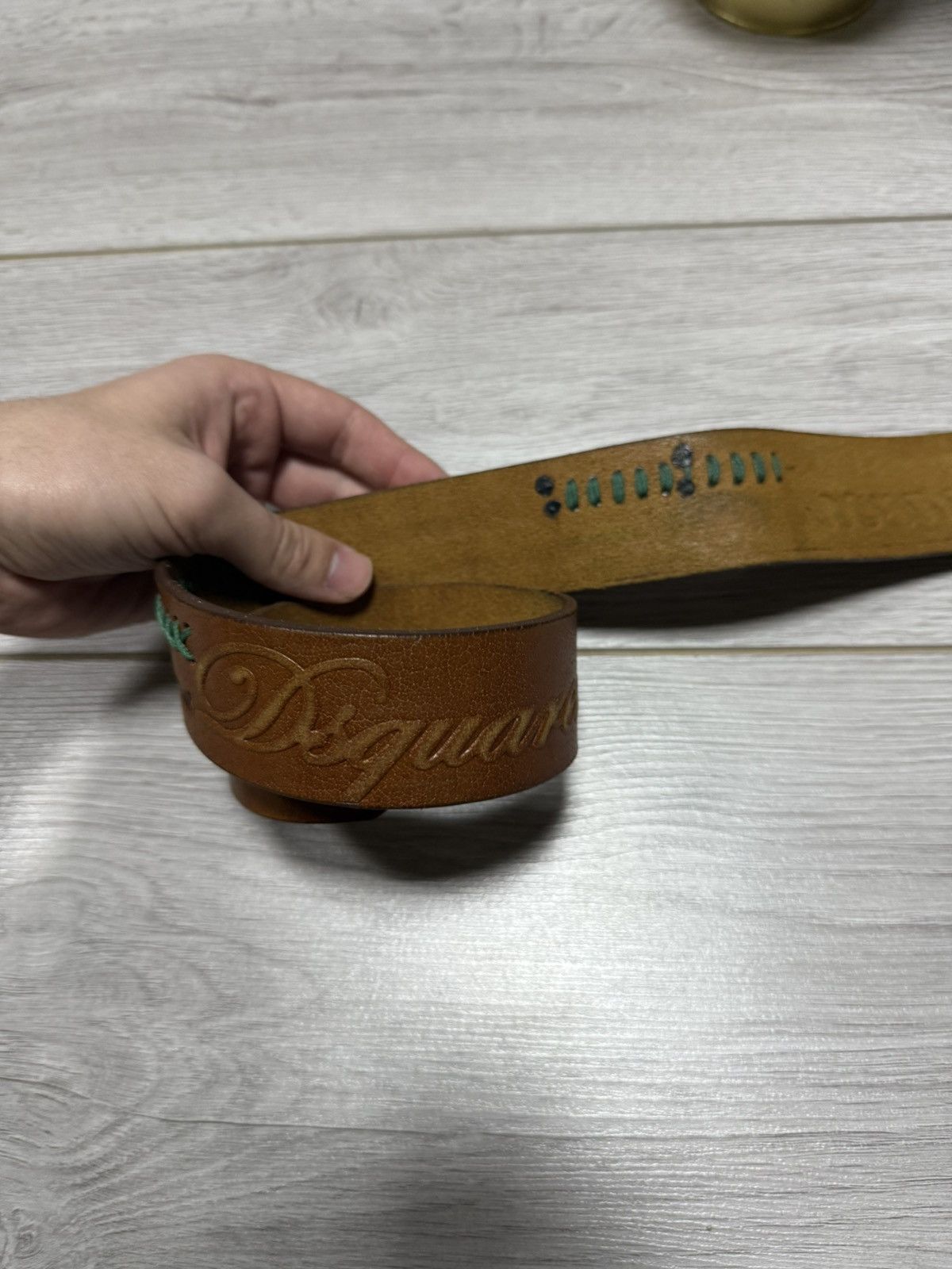 Dsquared2 Dsquared leather belt stitched big logo spell out Size ONE SIZE - 4 Thumbnail