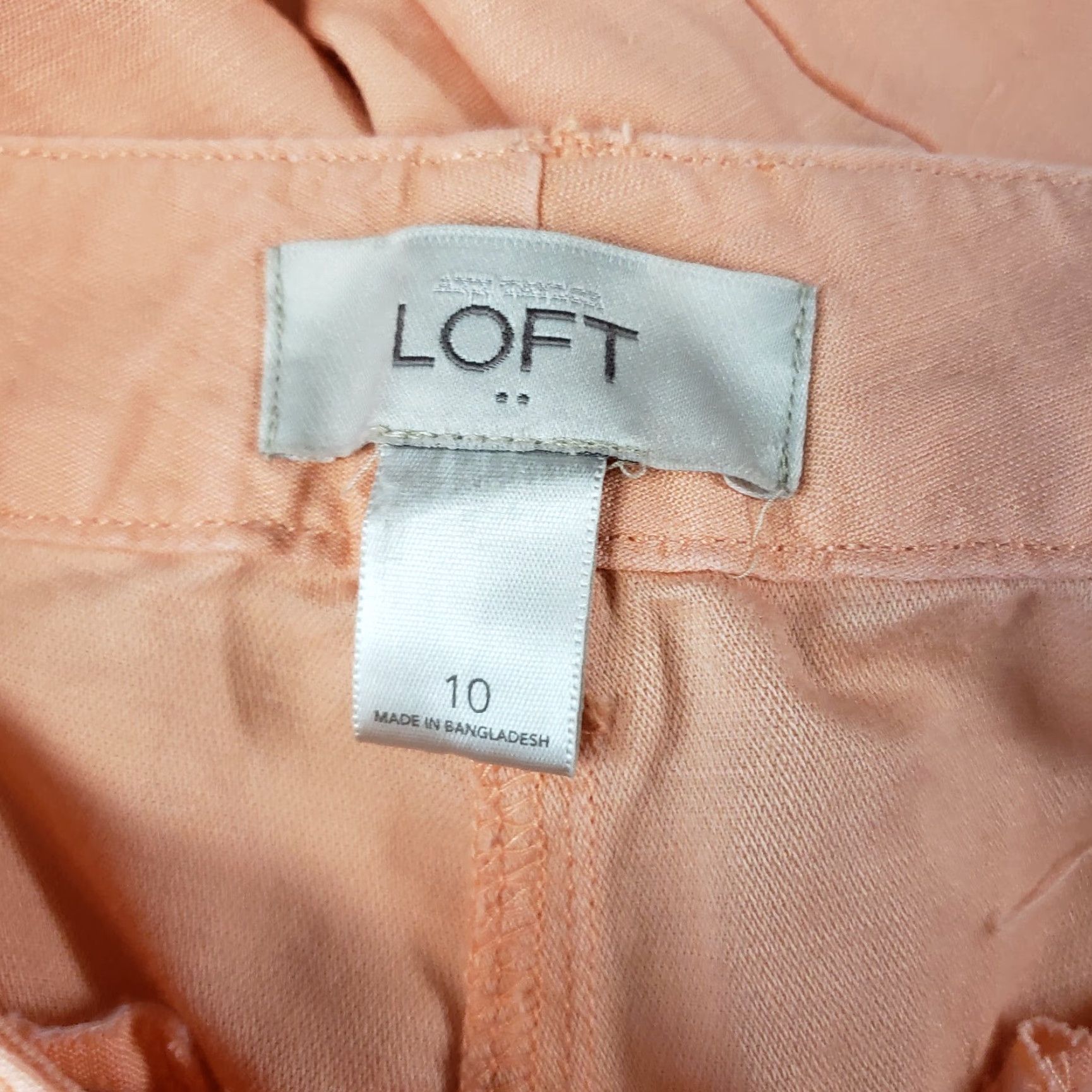 Loft LOFT Ann Taylor Womens Pants Solid Orange Linen Cotton Mid Rise 10 Casual - 29.5 Inseam Size 32" / US 10 / IT 46 - 7 Thumbnail