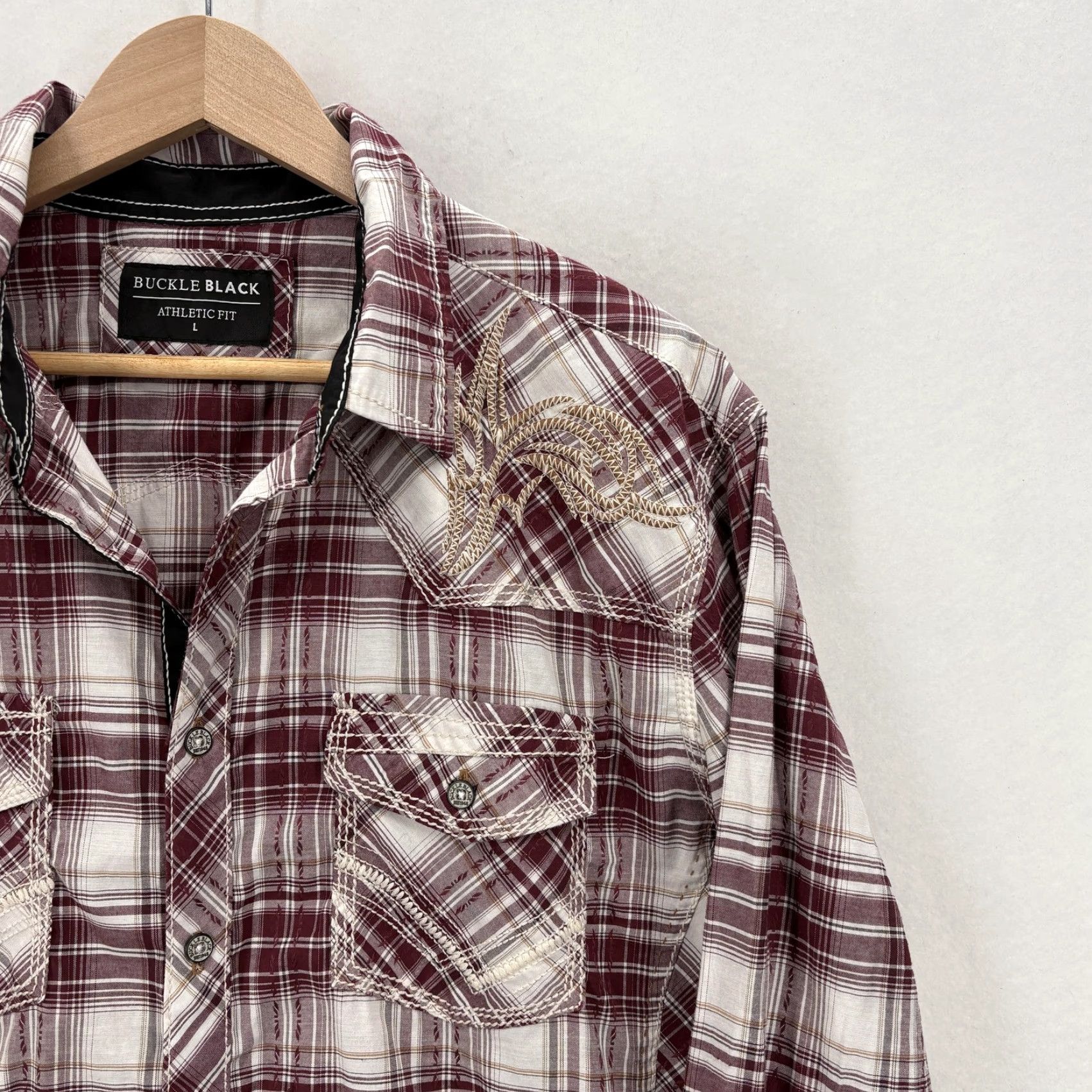 Buckle Black VINTAGE Buckle Black Shirt Mens L Red Plaid Western Pearl Snap Athletic Grunge Y2K Size US L / EU 52-54 / 3 - 2 Thumbnail