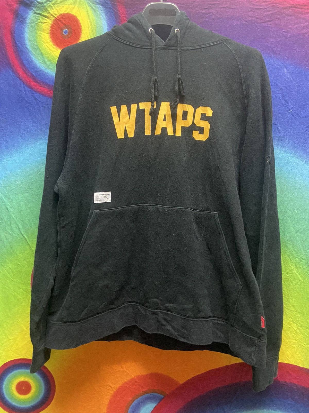 image of Wtaps Desert Storm Sqd Hoodie Sweatshirt in Black, Men's (Size Medium)