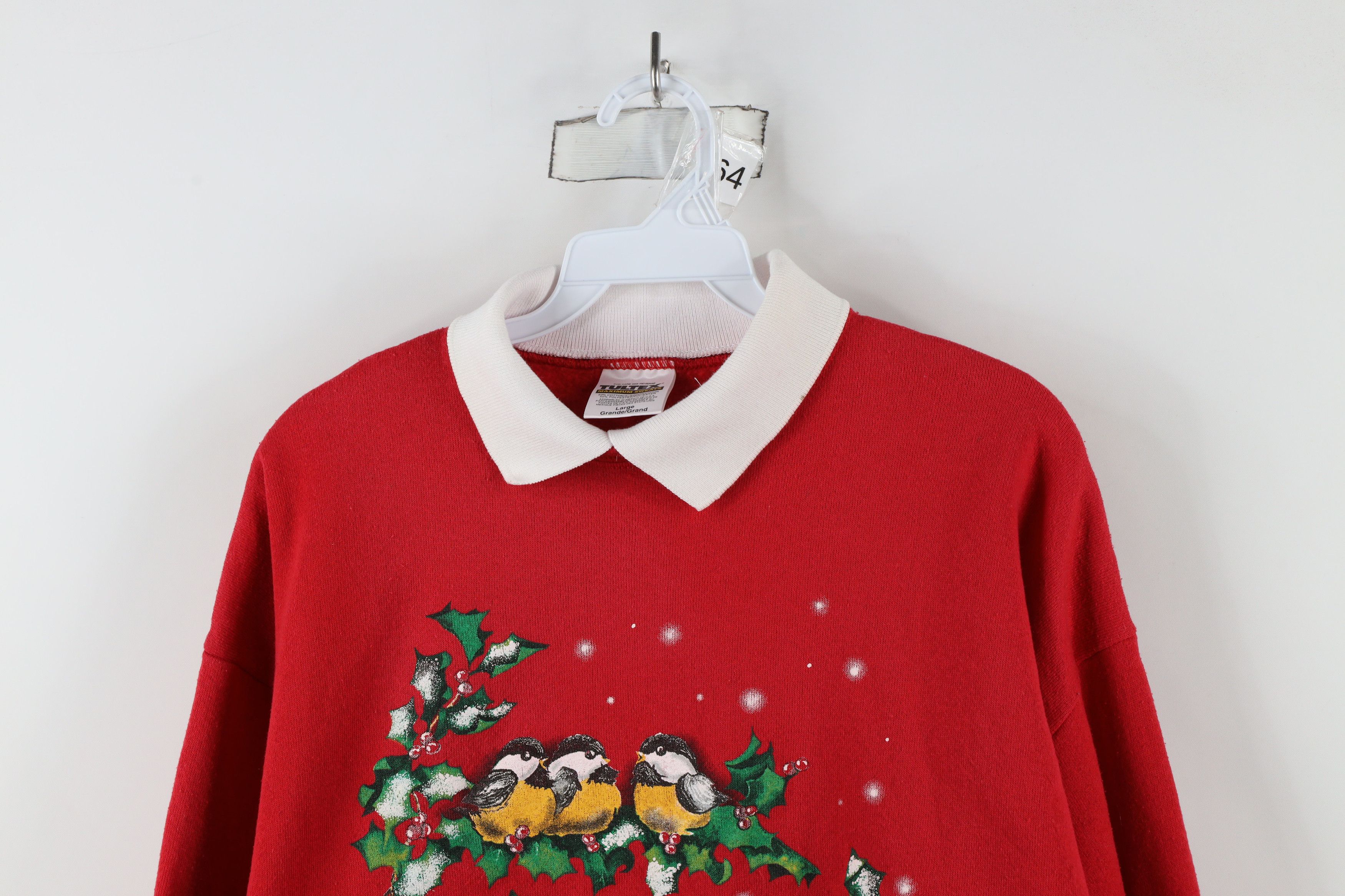 Vintage Vintage 90s Streetwear Christmas Mistletoe Birds Sweatshirt Size L / US 10 / IT 46 - 2 Thumbnail