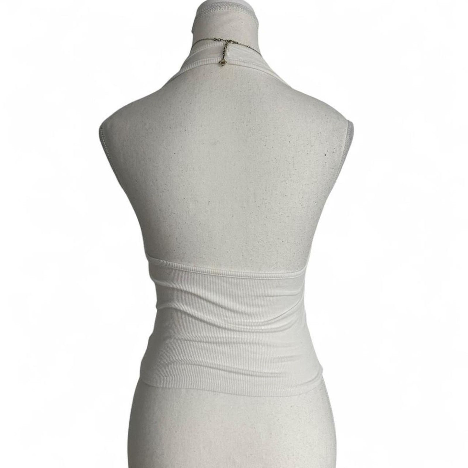 Other Rollyy Cross Mcbling White Ribbed Fitted Halter Top Size S Size S / US 4 / IT 40 - 2 Thumbnail
