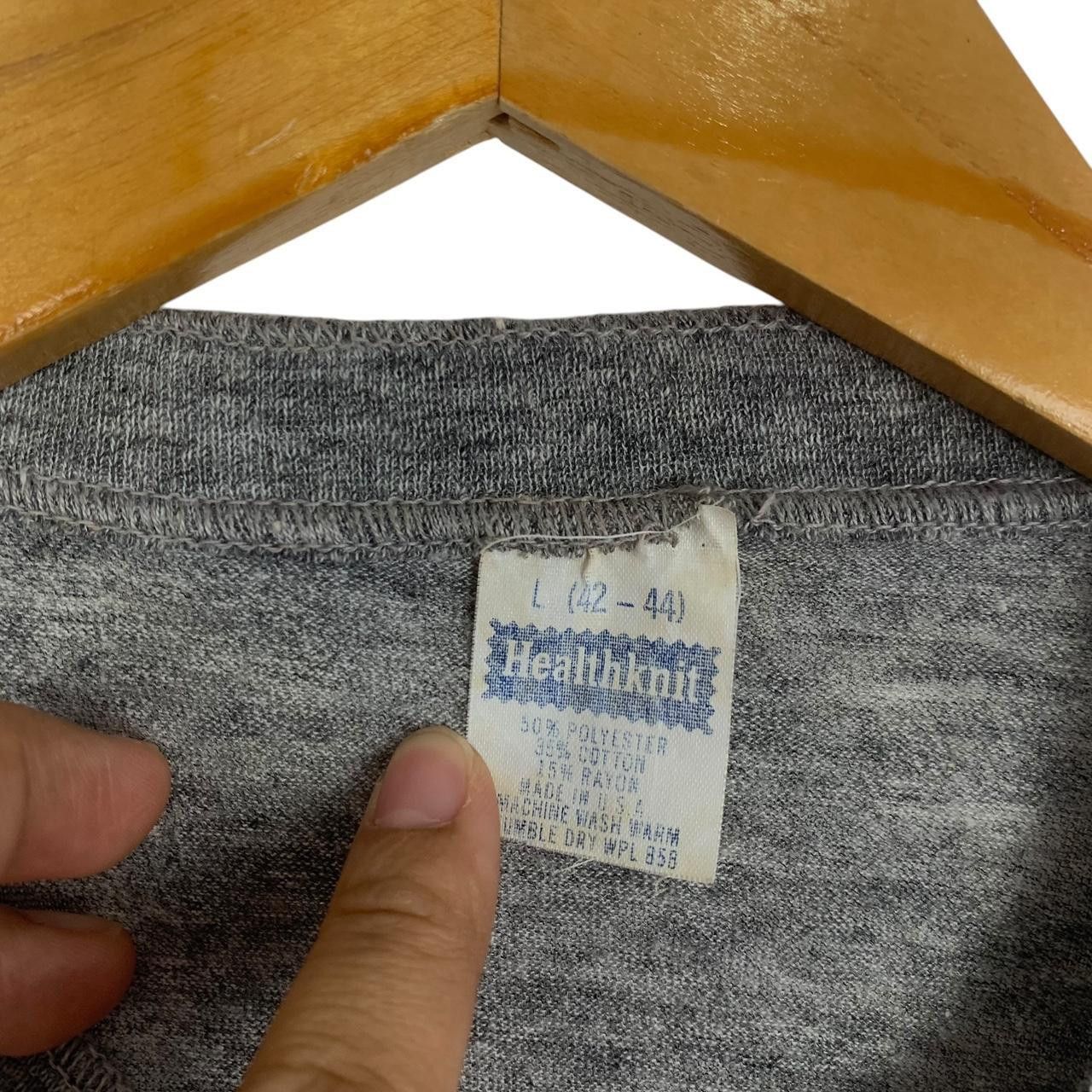 Vintage Vintage 70’ HEALTHKNIT Made In USA Rayon Henley Tee Shirt Size US L / EU 52-54 / 3 - 3 Thumbnail