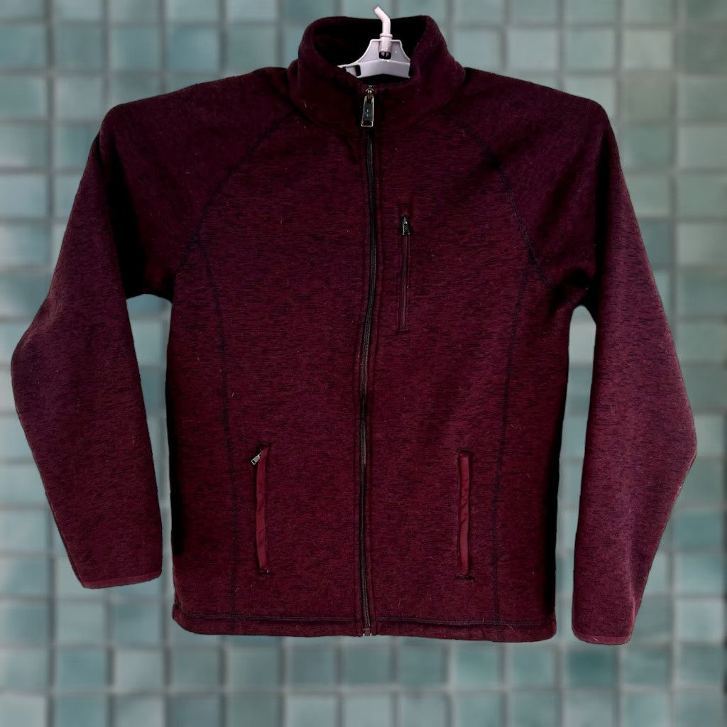 Vintage Swiss Tech Jacket Shirt Mens S Maroon Full Zip Knit Sherpa Lined Mid-Length Size US S / EU 44-46 / 1 - 1 Thumbnail
