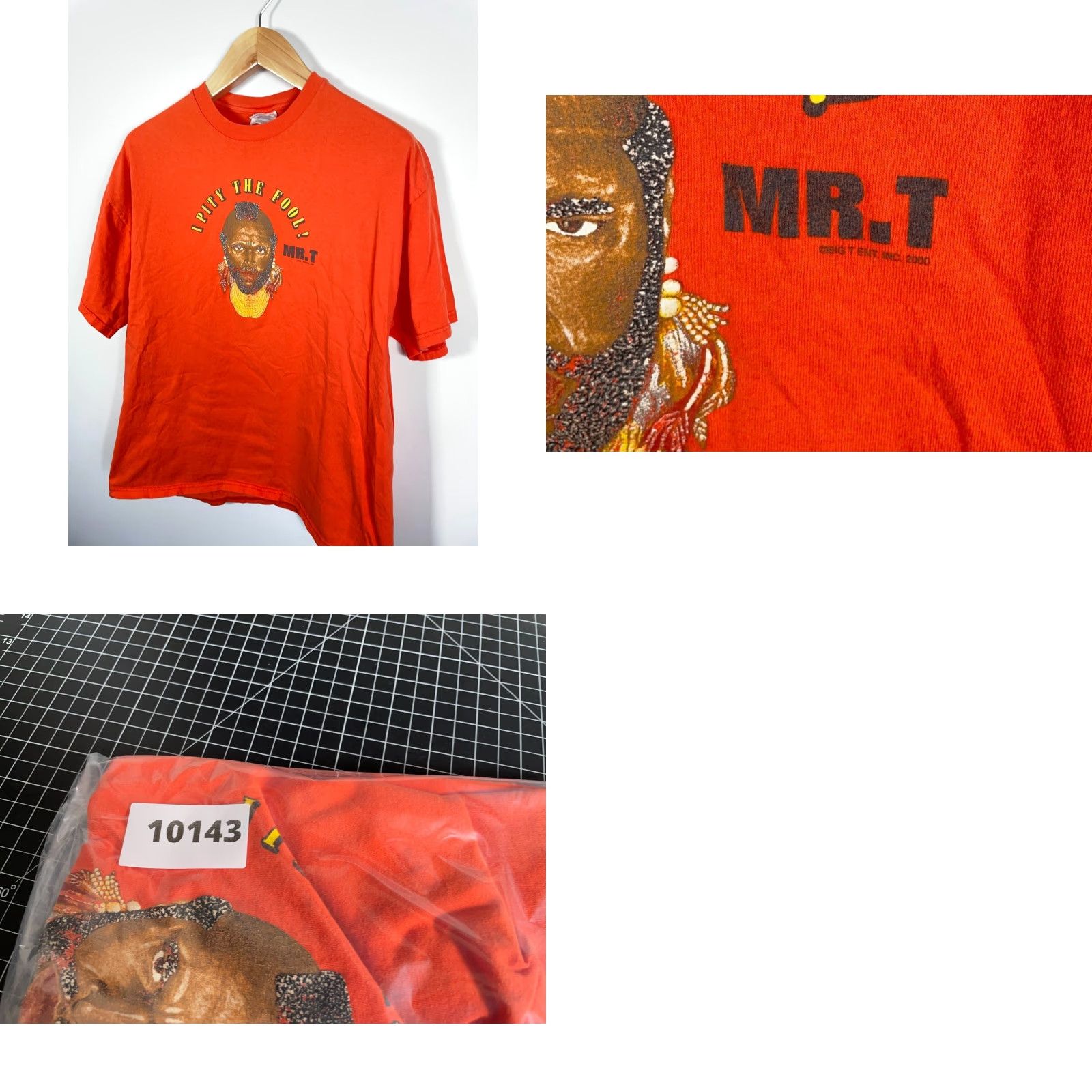 Hanes VINTAGE Mr. T Pity the Fool T-Shirt Hanes Short Sleeve Crew Neck 2000 Orange Adult XL/ Large Men Size US L / EU 52-54 / 3 - 8 Thumbnail