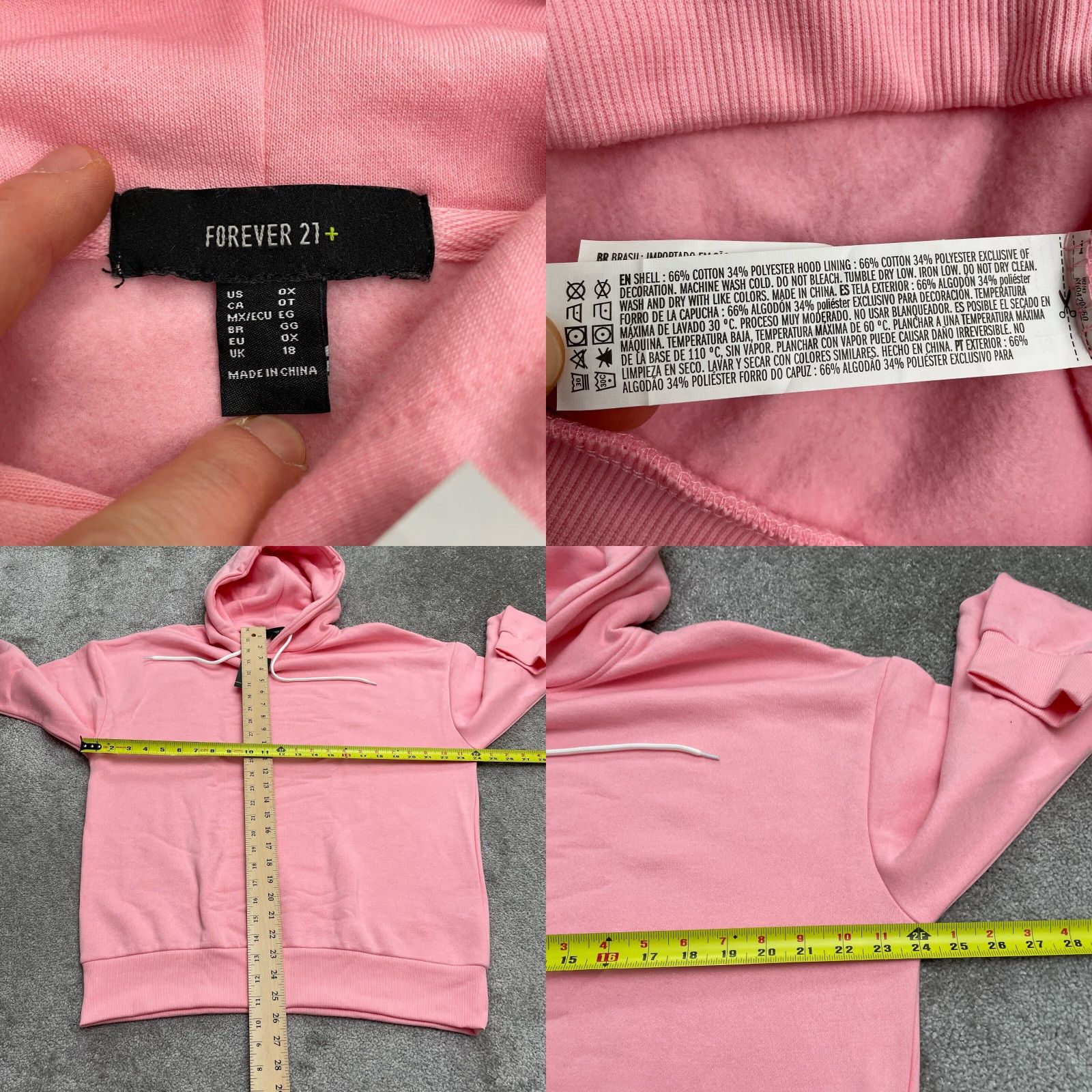 Forever 21 FOREVER 21 + Athletic Pullover Hoodie Sweatshirt Women 0X Pink Fleece Casual NWD Size XL / US 12-14 / IT 48-50 - 8 Thumbnail