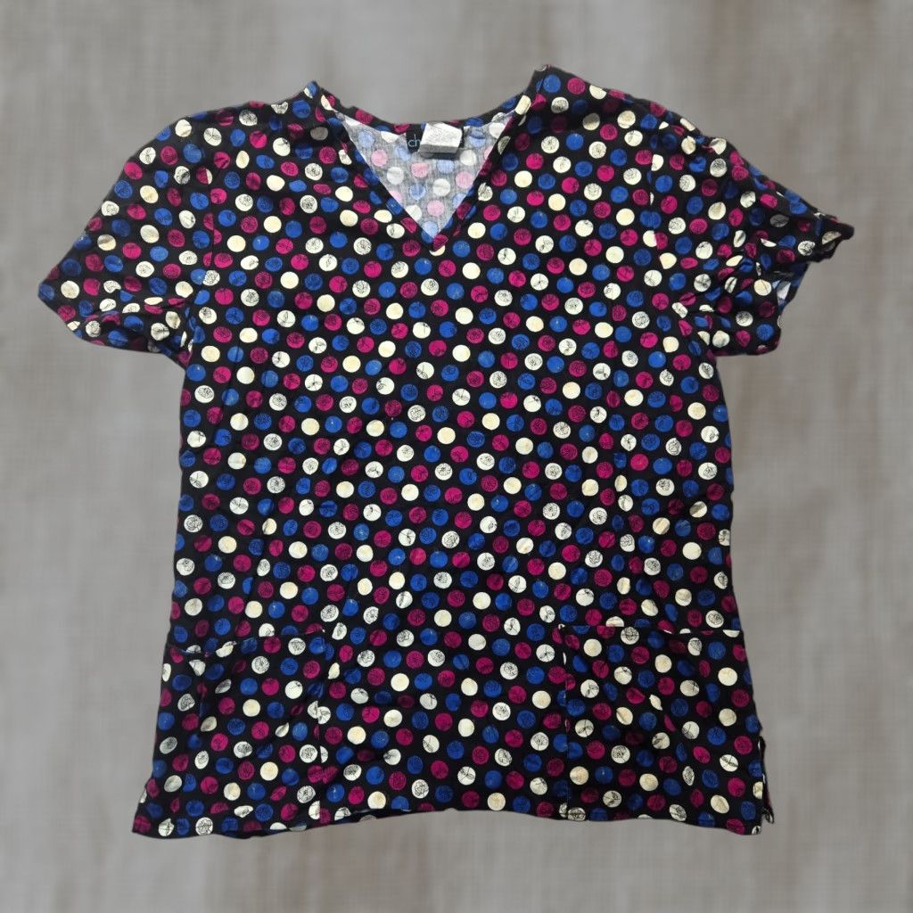 Cherokee Cherokee Workwear Women's V-Neck Scrub Top Circles & Flowers Short Sleeve Medium Size M / US 6-8 / IT 42-44 - 1 Thumbnail