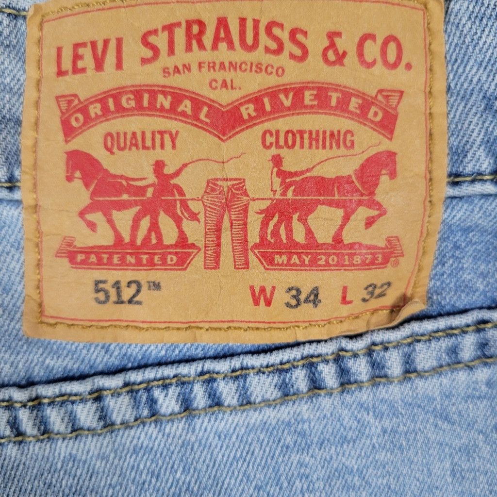 Levi's Levi's 512 Straight Slim Distressed Blue Zip-Fly Cotton Size US 34 / EU 50 - 8 Thumbnail