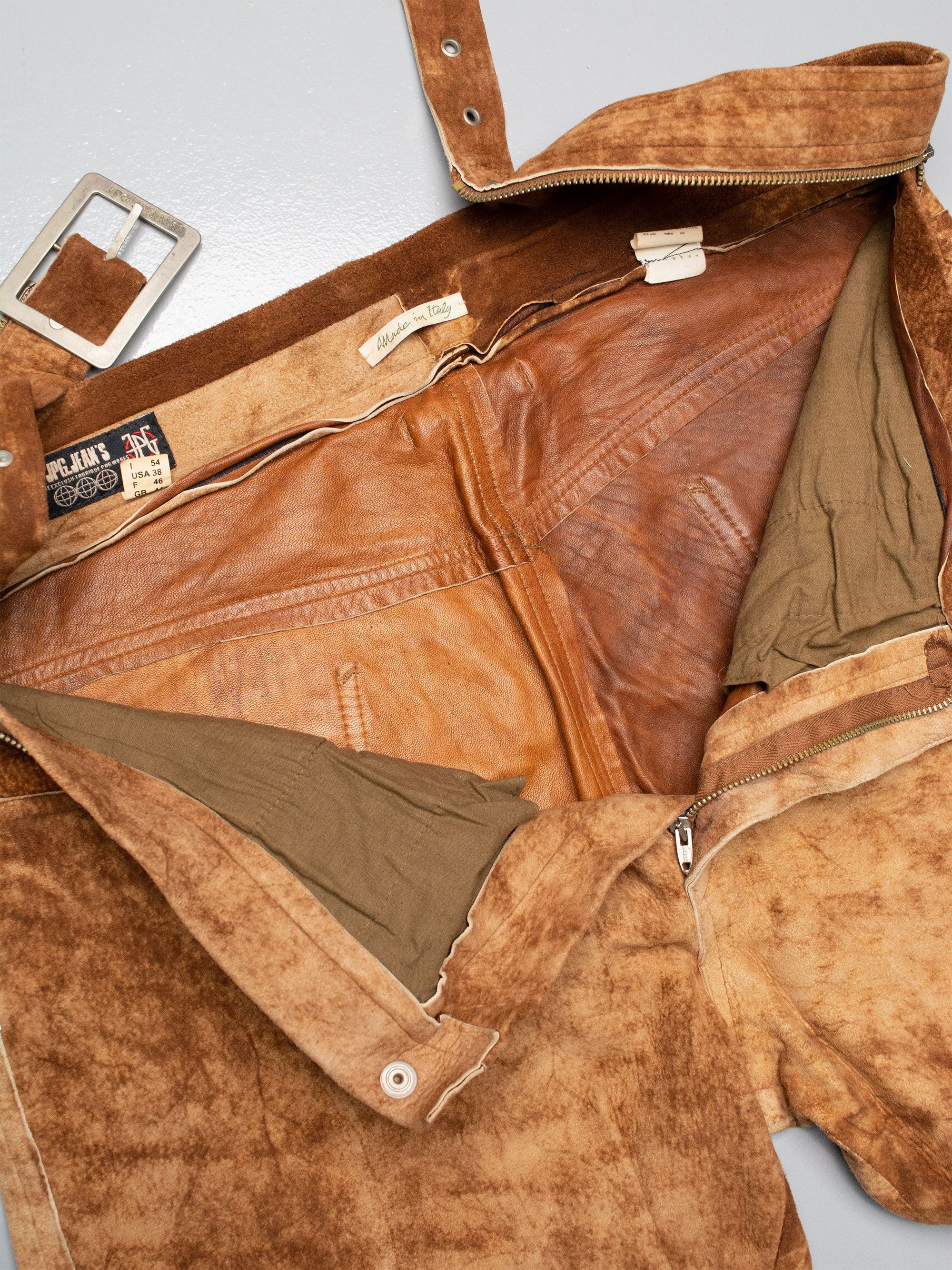 Jean Paul Gaultier JPG.Jean's - (vintage) - men's belted cowhide leather pants Size US 38 / EU 54 - 8 Thumbnail