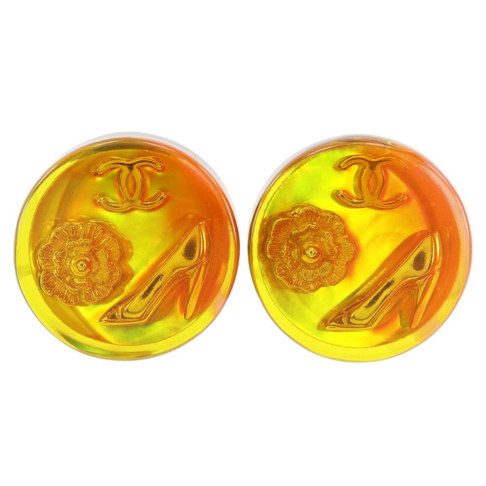 Chanel Chanel Chanel Coco Mark Camellia Clip Earrings Plastic / Synthetic Earrings DUTY FREE for USA Size ONE SIZE - 1 Thumbnail