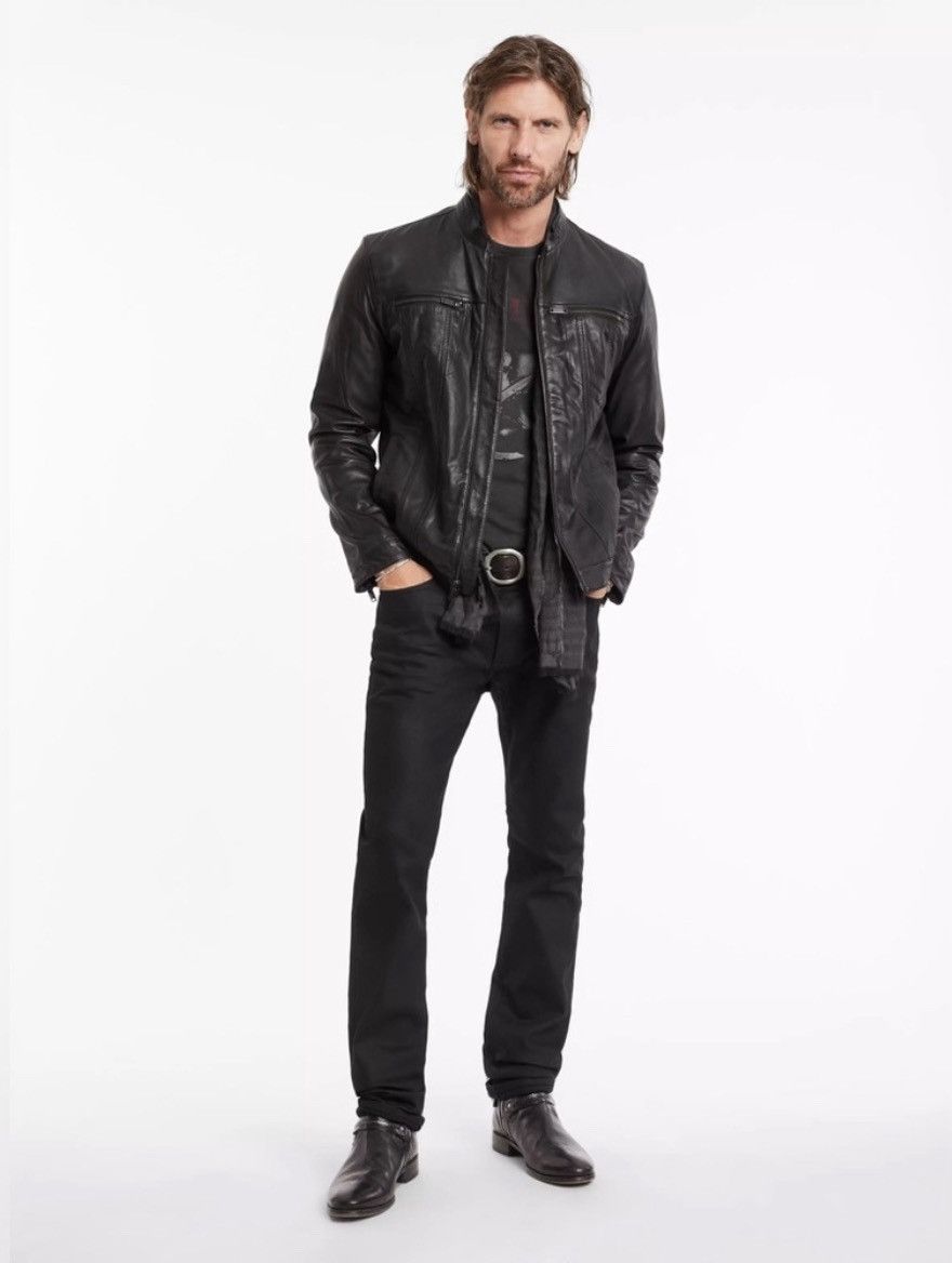 Brando band collar leather jacket. Small