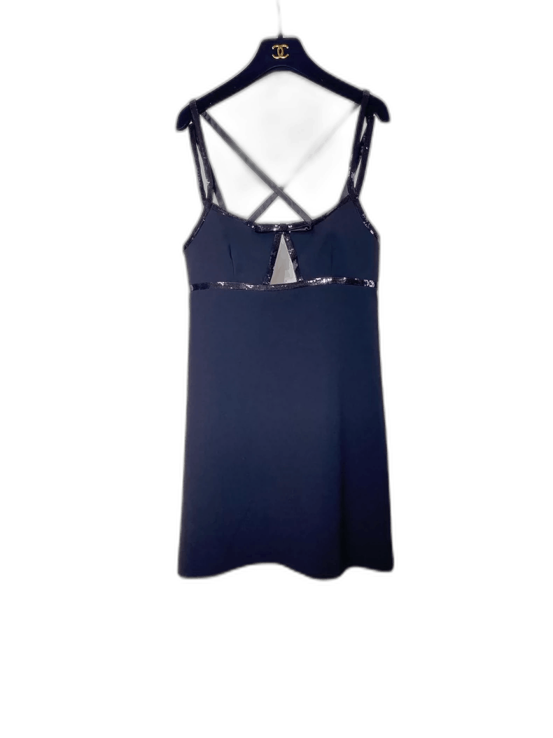 Prada Miu Miu Sequined Back Cross Strap Dress -2505 Size US 42 / EU 58 - 1 Thumbnail