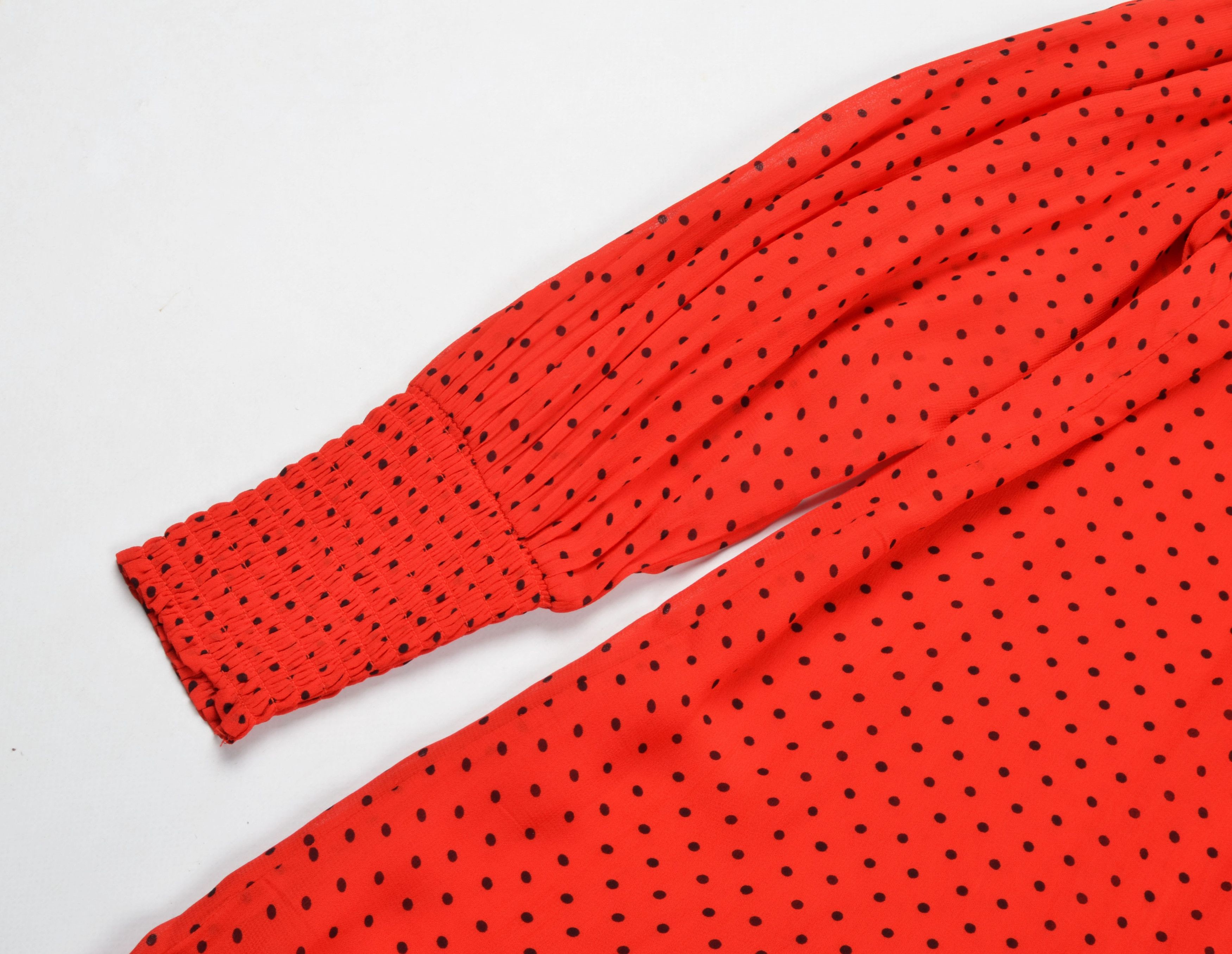 Ganni Ganni Red Polka Dot Coquette Mini Dress Size S / US 4 / IT 40 - 6 Thumbnail