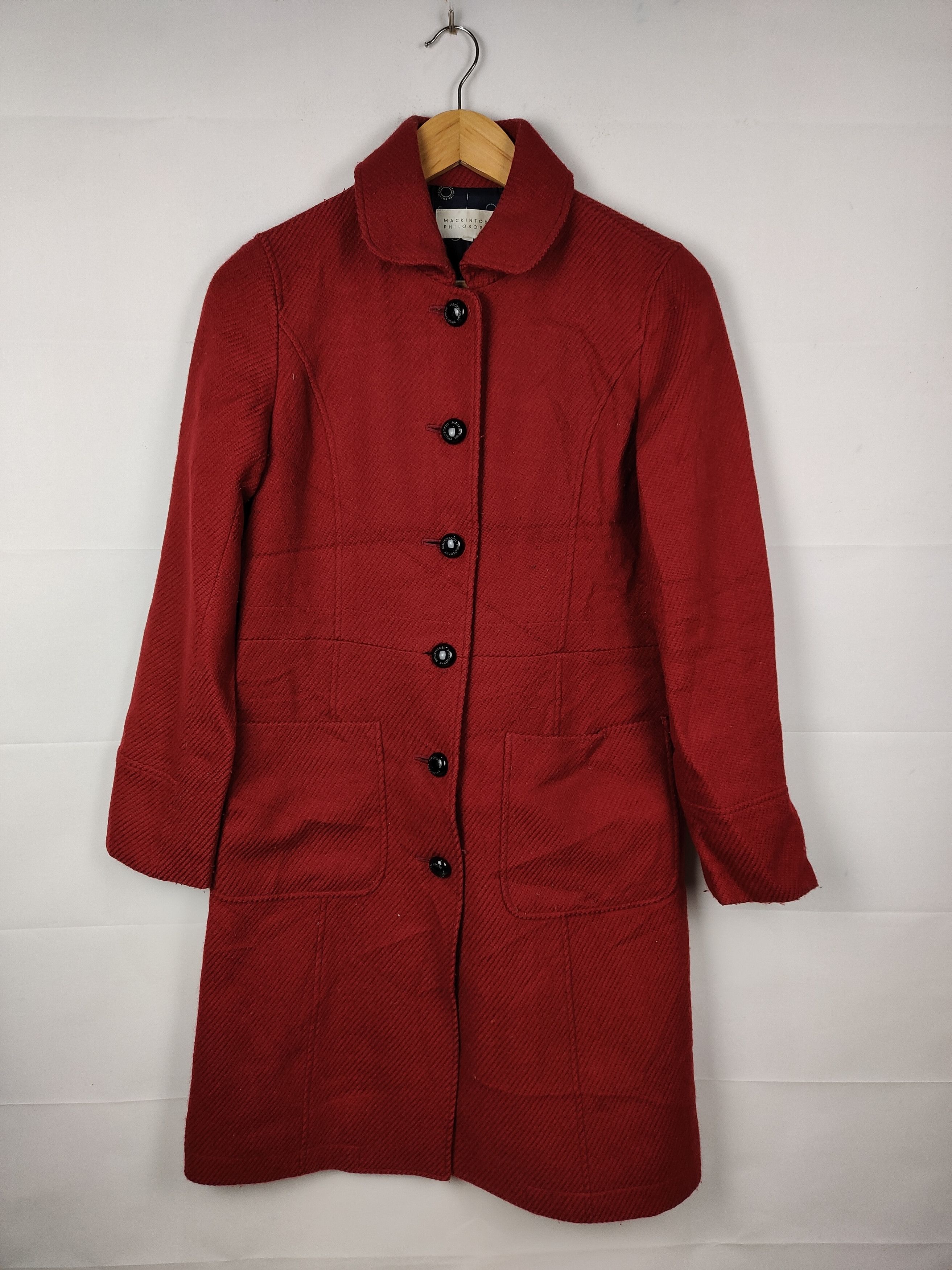 Mackintosh red wool blend coat for women