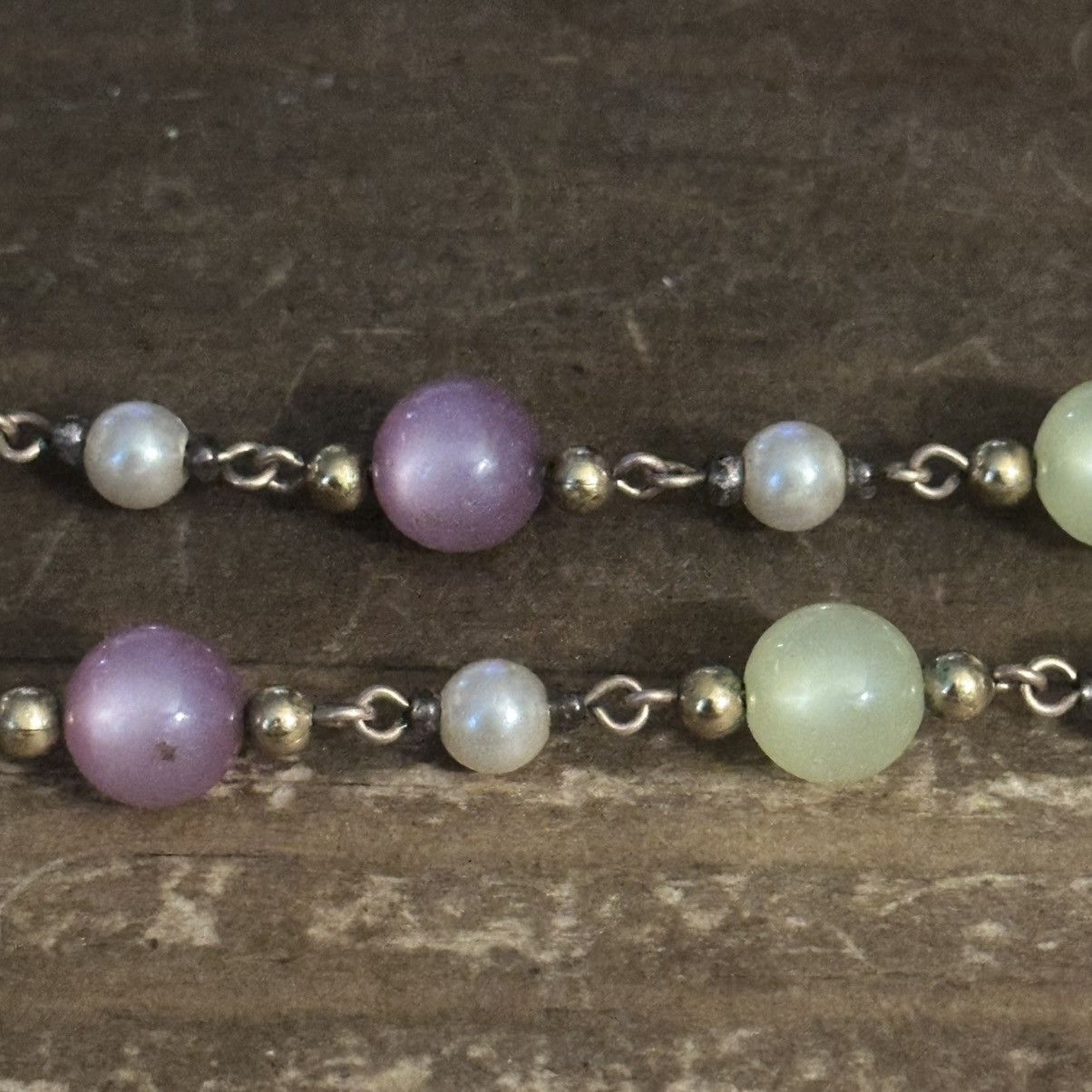 Vintage Vintage station yellow and purple glass bead choker necklace Size ONE SIZE - 3 Thumbnail