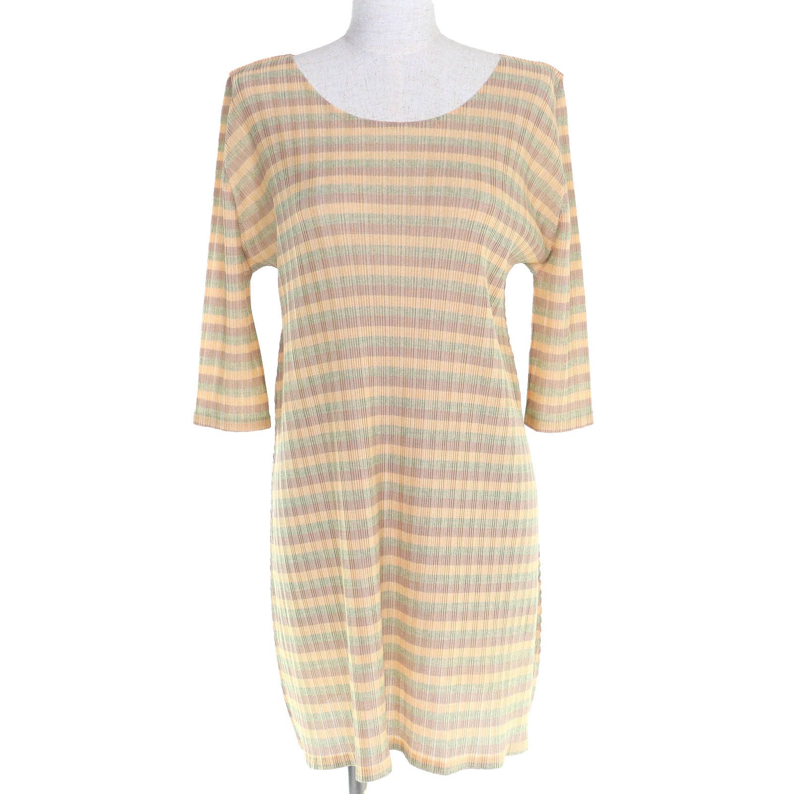 Issey Miyake Issey Miyake Pleats Please Issey Miyake Pleated Striped Mini Dress Textile Dresses PP41-FT355 DUTY FREE for USA Size ONE SIZE - 1 Thumbnail