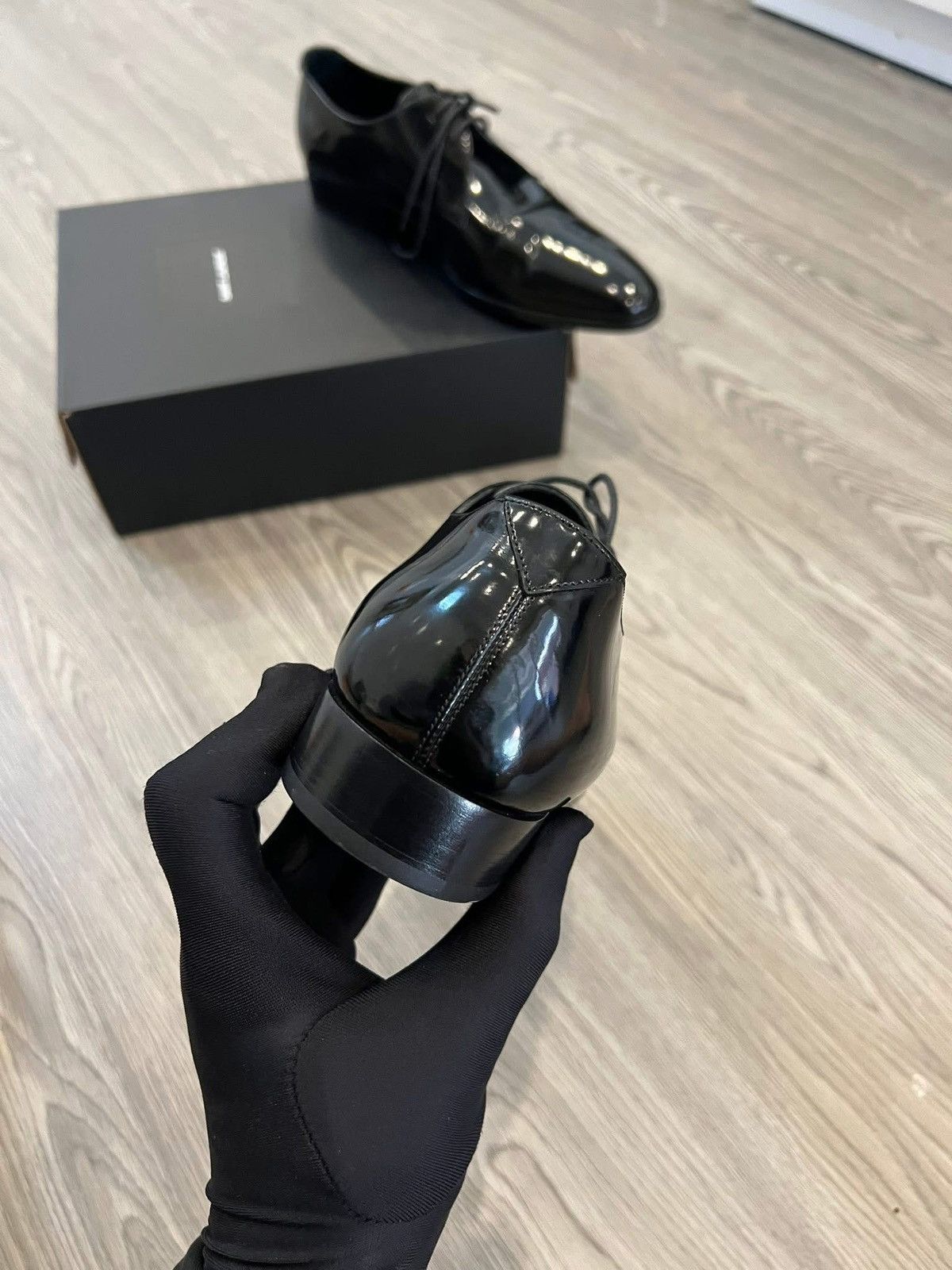 Saint Laurent Paris SAINT LAURENT BLACK SHINY LEATHER DERBY LOAFER SIZE IT41 Size US 8 / EU 41 - 4 Thumbnail