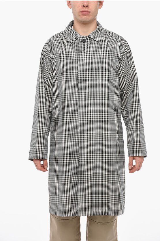image of Tagliatore District Check Coat With Hidden Placket in Black/White, Men's (Size Medium)