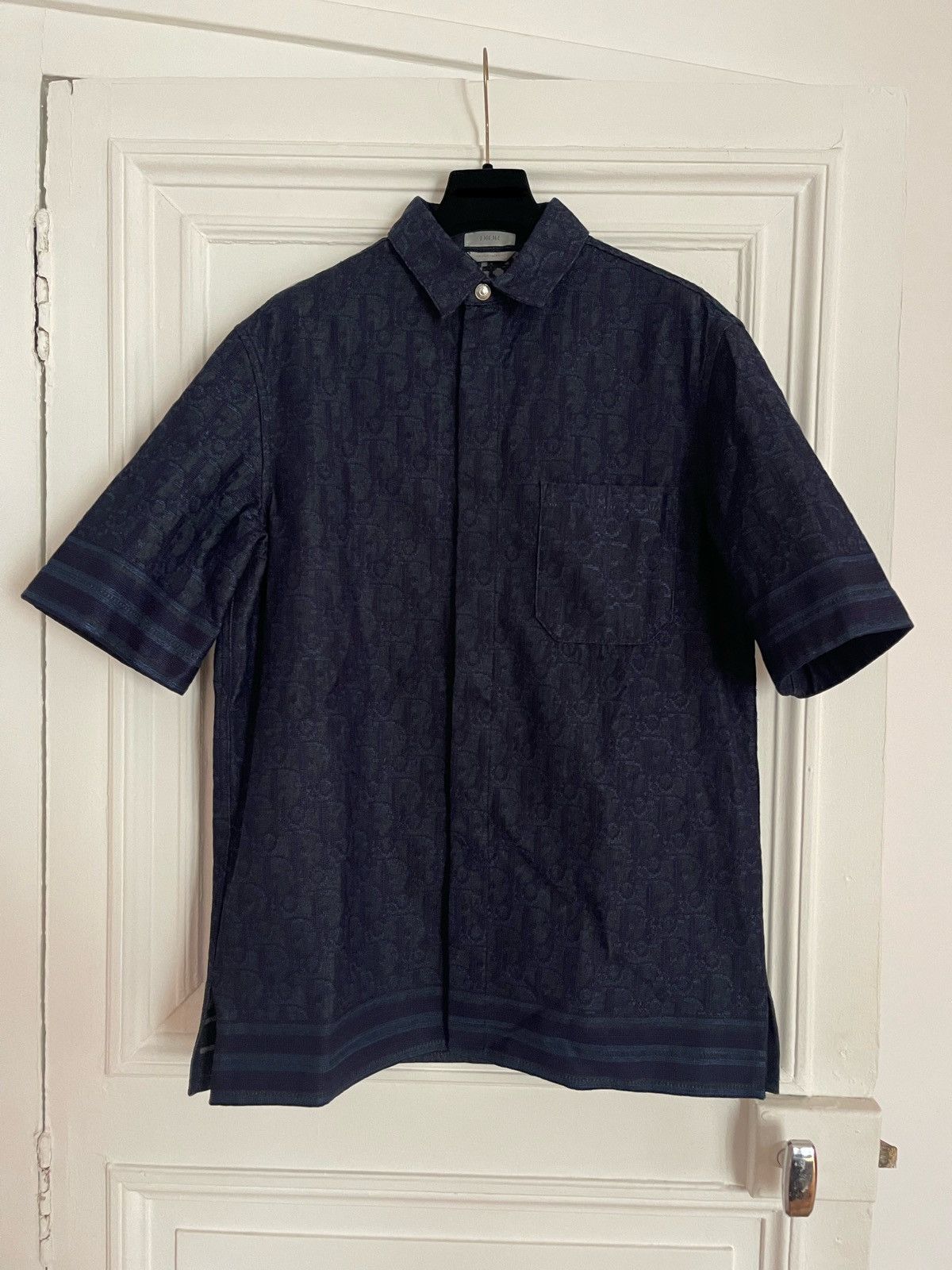 Dior Dior Ss Denim Shirt Oblique Cross Monogram 37 Size US M / EU 48-50 / 2 - 1 Thumbnail