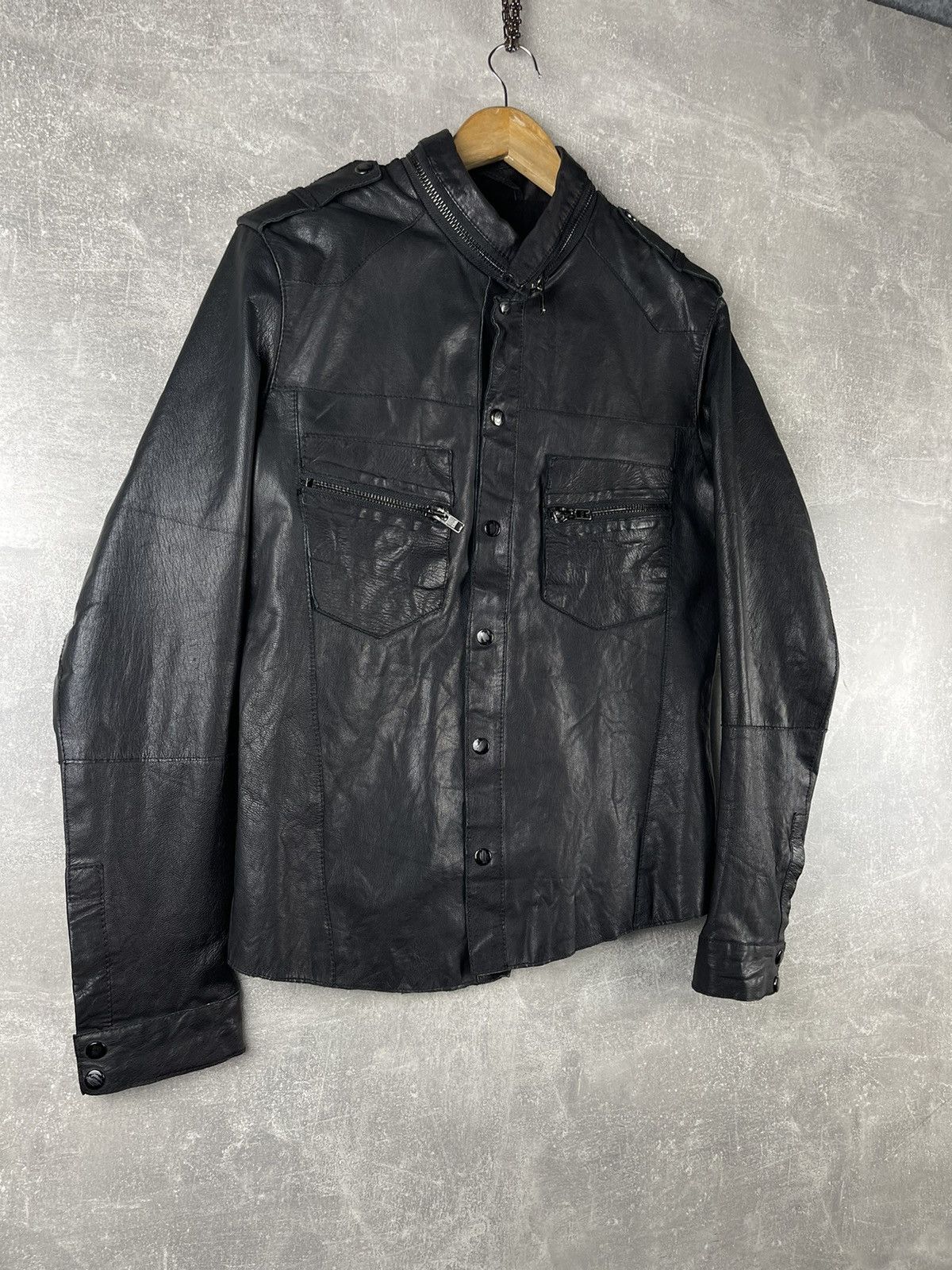 Allsaints ALLSAINTS Spitalfields Leather Jacket Black Snap Utility Size US L / EU 52-54 / 3 - 3 Thumbnail