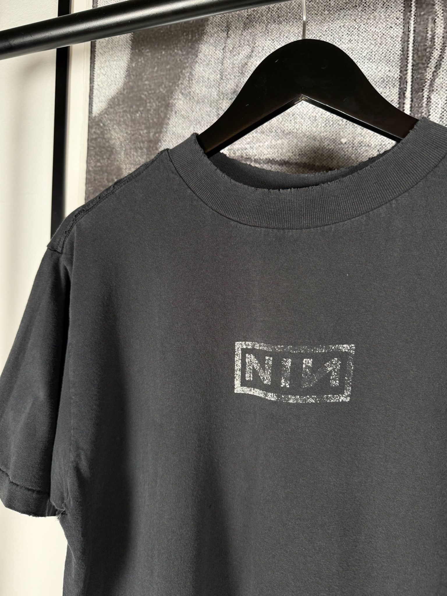 Vintage 🚭VINTAGE 90s🚭THRASHED NINE INCH NAILS “NIN” LOGO SHIRT Size US L / EU 52-54 / 3 - 3 Thumbnail