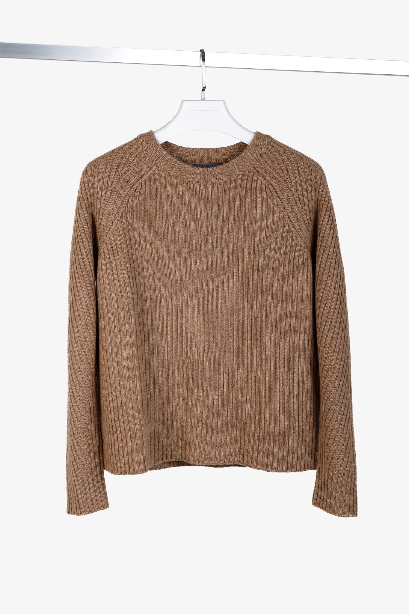 Bompard Eric Bompard Caramel Cashmere Ribbed Round Neck Jumper Size M / US 6-8 / IT 42-44 - 1 Thumbnail