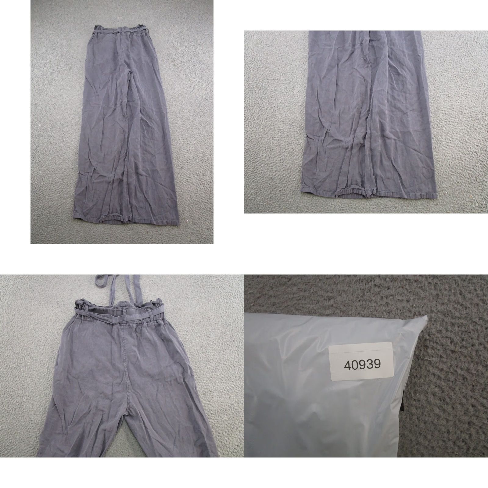 Vintage Thread & Supply Womens Wide-Leg Pants Gray SZ S Paperbag High Rise Elastic Waist Casual Modern 90s Style Womens Size 28" / US 6 / IT 42 - 9 Thumbnail