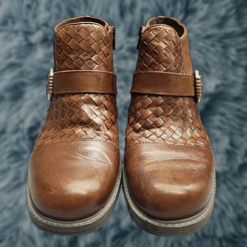 Vintage Romano Ridolfi Ankle Boots Womens US 7 Brown Leather Block Heel Side Zip Size US 7 / IT 37 - 1 Thumbnail