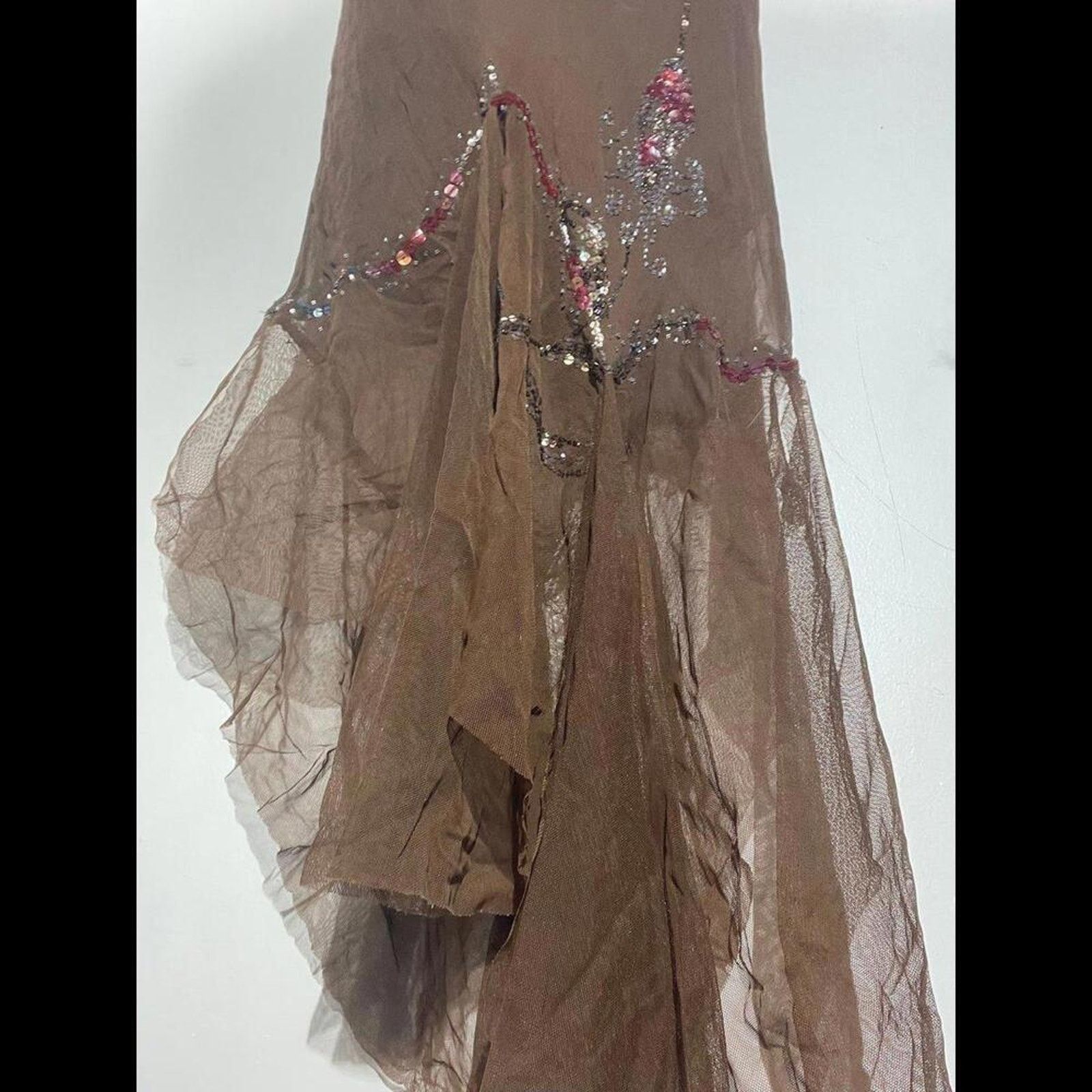 Other Dress gown Brown Ticker Bell with beaded accent florals Size S / US 4 / IT 40 - 7 Thumbnail