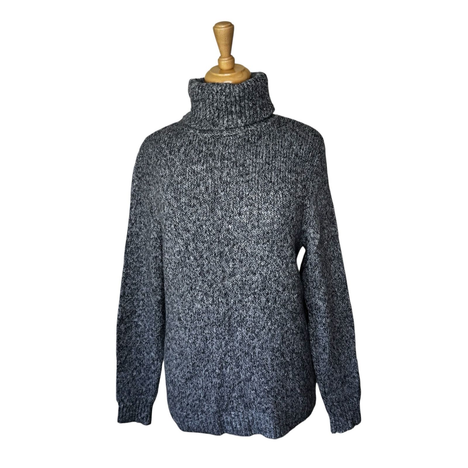 Express EXPRESS Men's Heathered Gray Cotton Blend Turtleneck Sweater Size US M / EU 48-50 / 2 - 1 Thumbnail