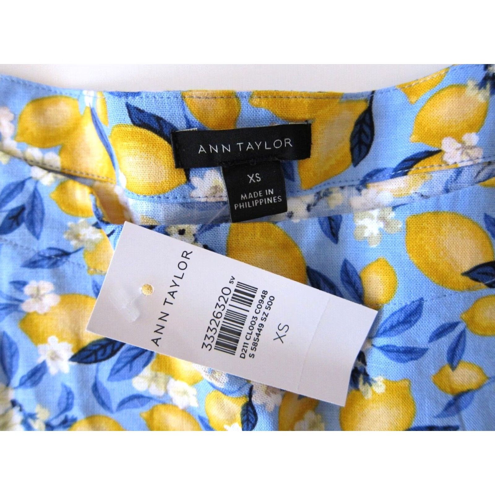 Ann Taylor NWT Ann Taylor Blouse Tunic Women XS Blue Yellow Linen Rayon Boxy Short Sleeve High Neck Shirt Womens XS Size XS / US 0-2 / IT 36-38 - 4 Thumbnail