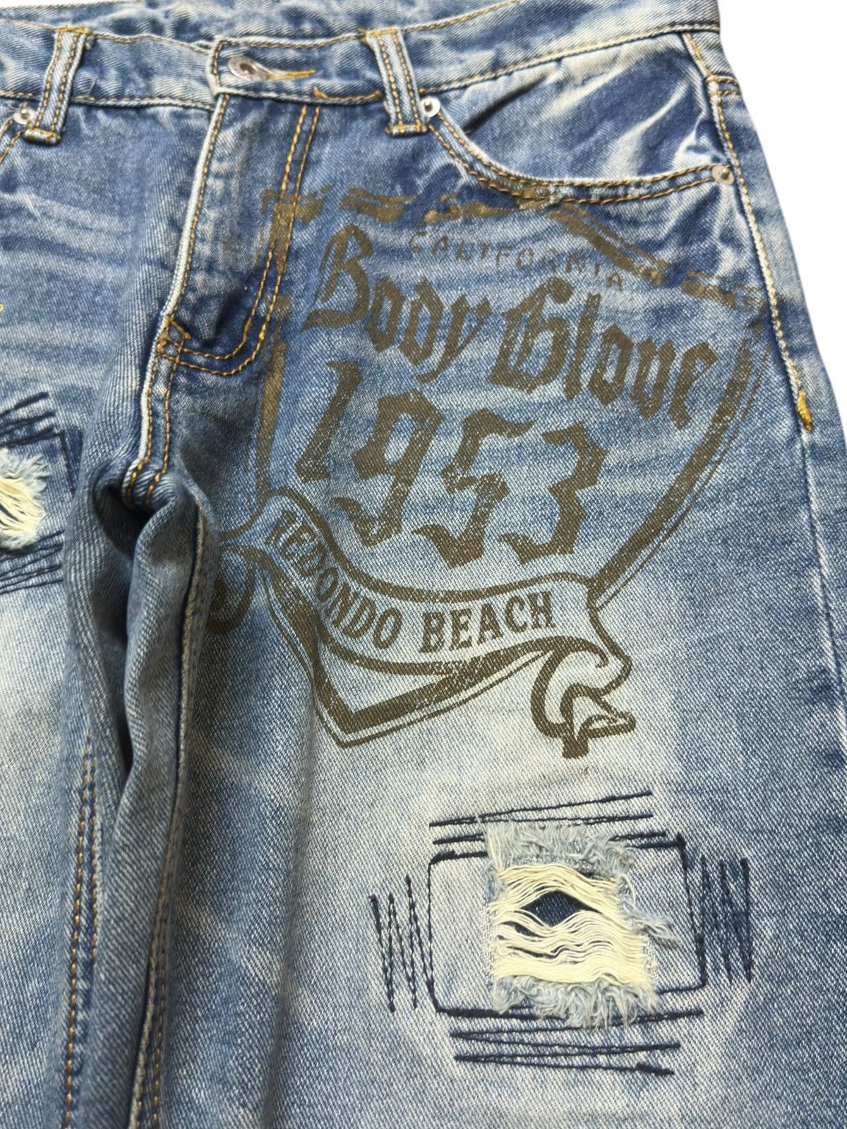 Body Glove Vintage Body Glove Flare Artwork Distressed Denim Size US 31 - 4 Thumbnail