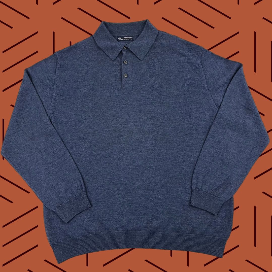 Vintage VINTAGE John Ashford Sweater Polo Mens XL Merino Wool Blue Jumper Academia Old Money VTG Size US XL / EU 56 / 4 - 1 Thumbnail