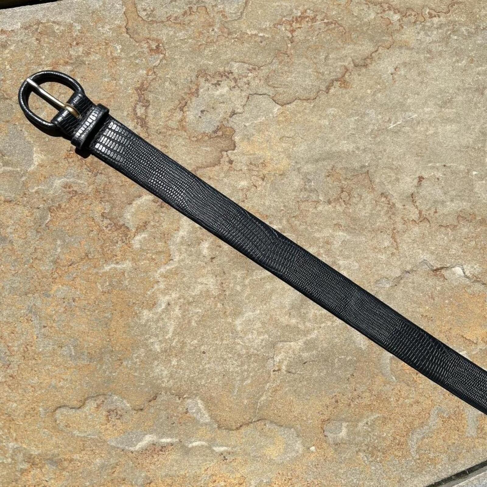 Vintage Vintage 80s Black Blue Leather Belt Size ONE SIZE - 2 Thumbnail