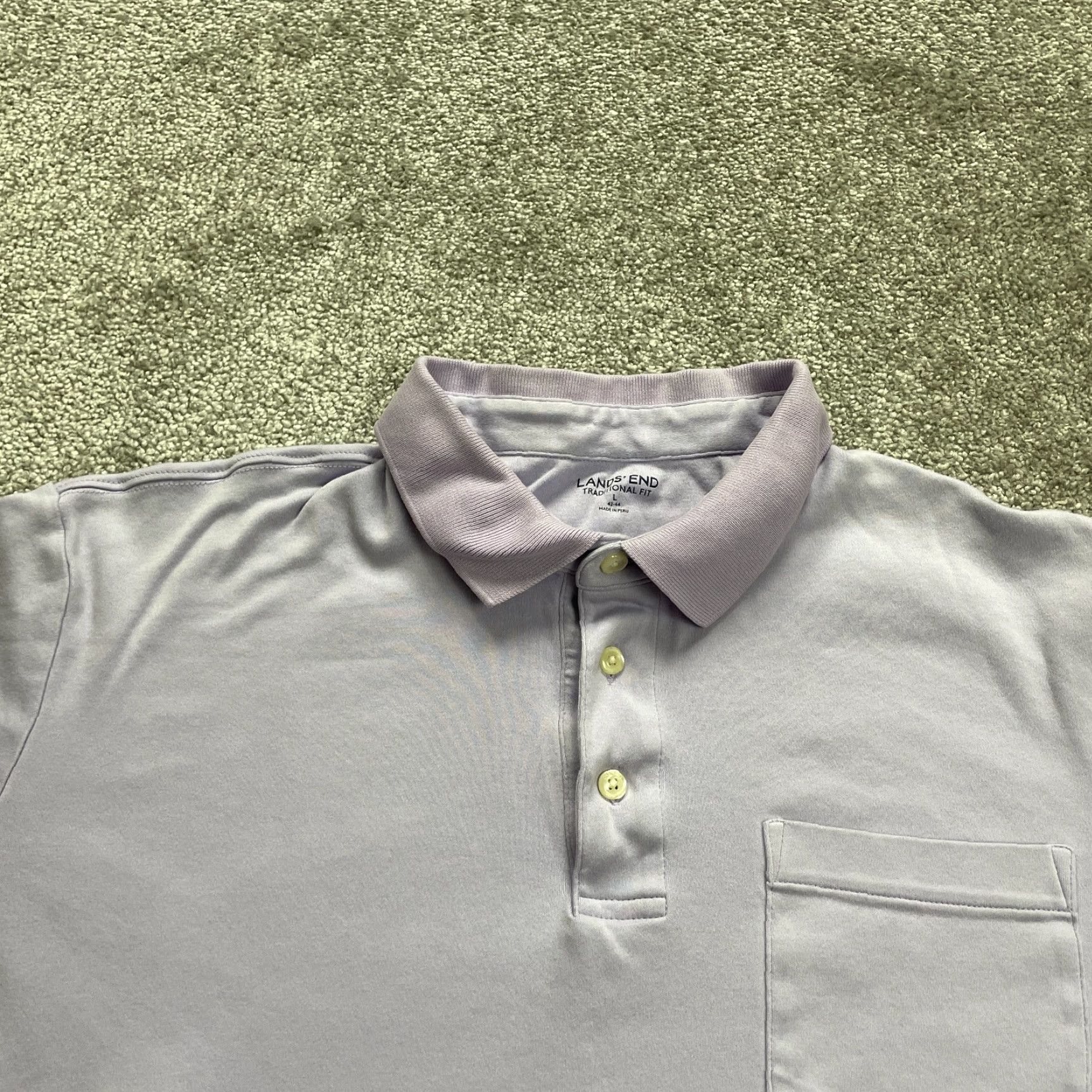 Lands' End Lands' End Polo Shirt Mens Large Purple Short Sleeve Cotton Top Regular Fit No Iron/Noclose N/A Size US L / EU 52-54 / 3 - 3 Thumbnail