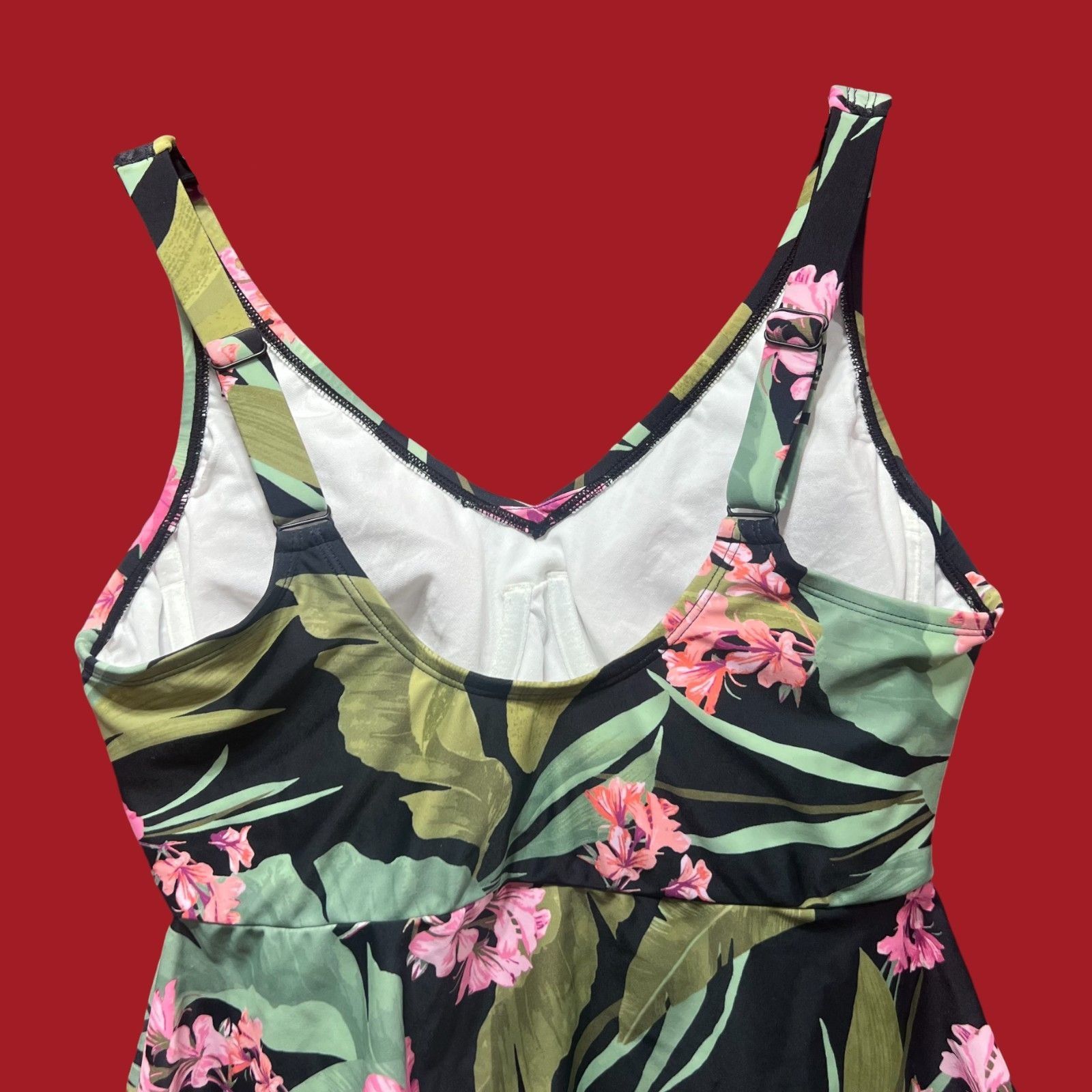 Other Kona Sol - Women's V-Neck Underwire Tankini Top - Green/Blac Size ONE SIZE - 16 Thumbnail