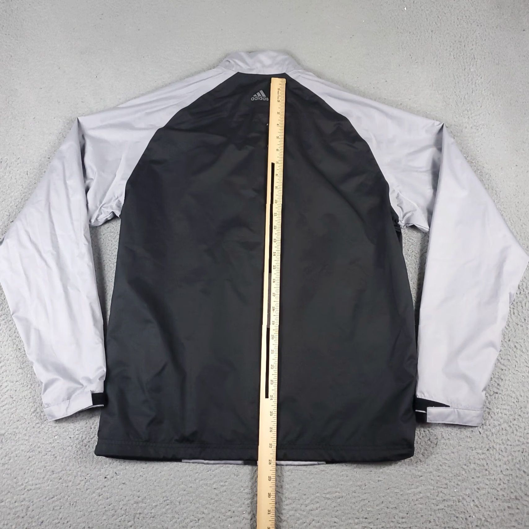 Adidas Adidas Jacket Mens M Gray Black Full Zip Windbreaker, 100% Polyester, Activewear, Sports, Outdoor, Casual, Fall Winter Spring Summer, Men Size US M / EU 48-50 / 2 - 7 Thumbnail