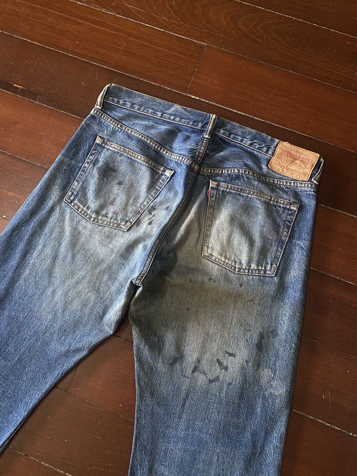 Japanese Brand FIRE 🔥 Warehouse DOUBBLE WORKS Selvedge SPLATTED COLOUR Size US 35 - 12 Thumbnail