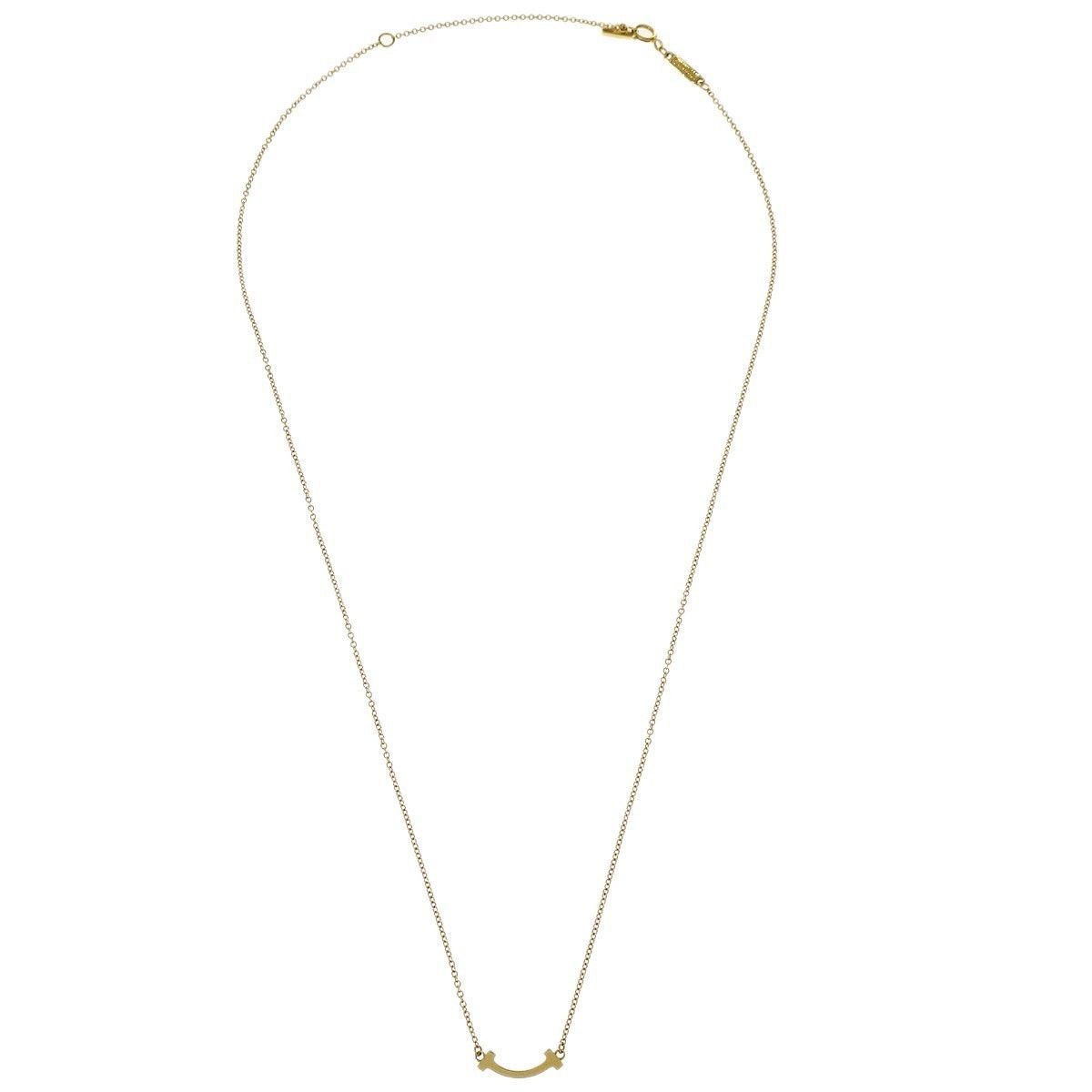 Tiffany & Co. Gold T Smile 18k Yellow Pendant Necklace Gold