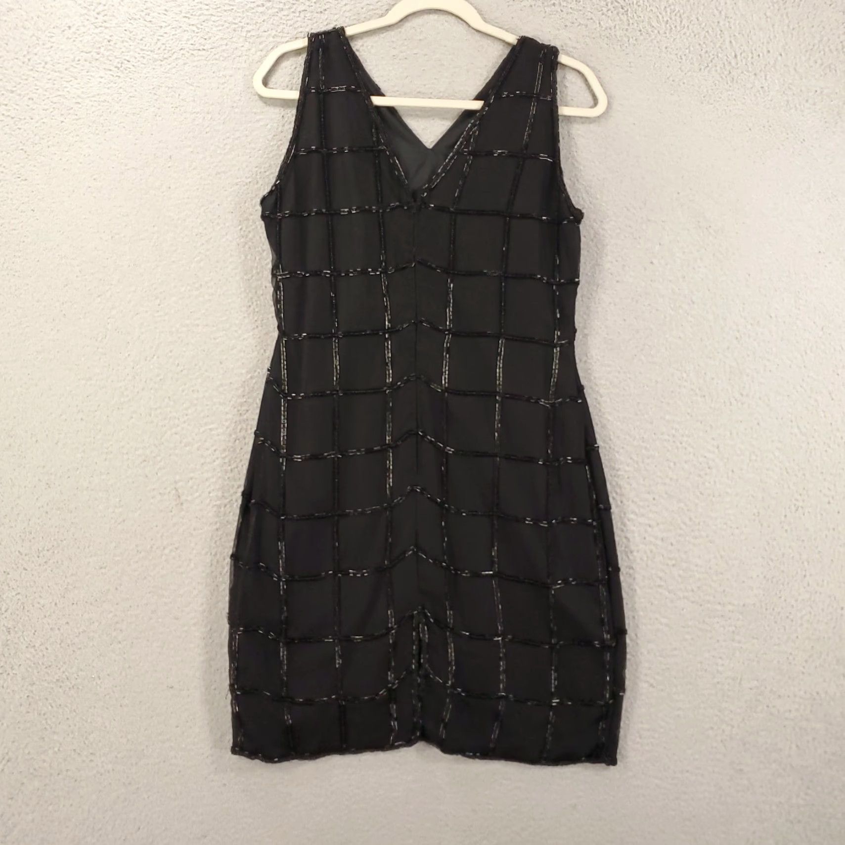 Vintage VINTAGE Laurence Kazar Silk Mini Dress Sleeveless Beaded Business Formal Cocktail Lined Black Womens Large Size 36" / US 14 / IT 50 - 7 Thumbnail