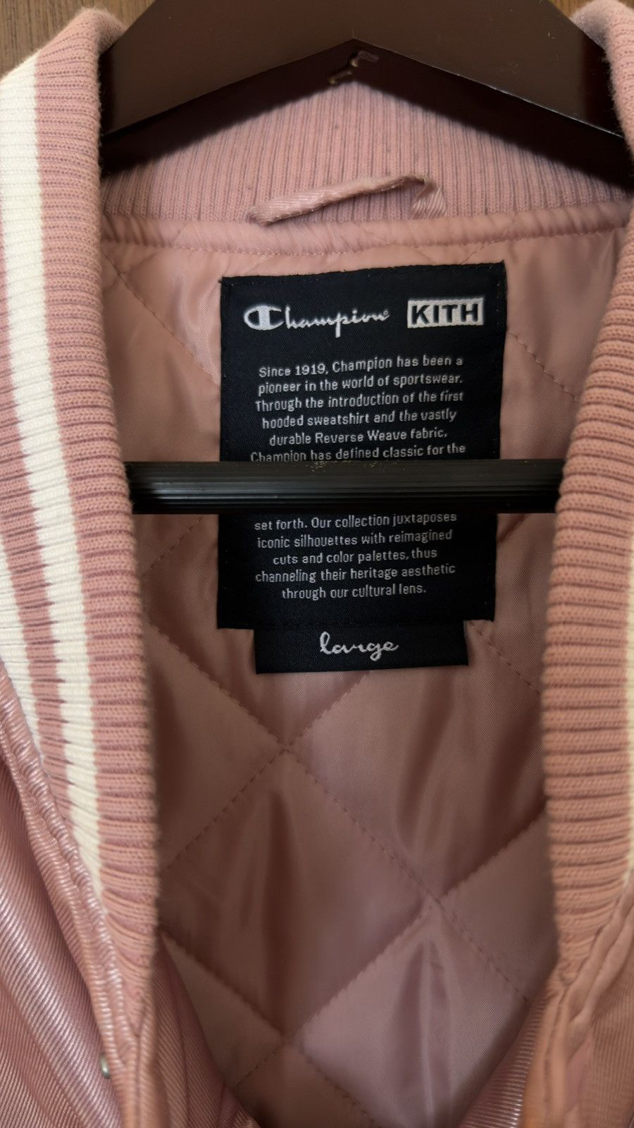 Champion × Kith Kith x Champion Satin Bomber Jacket (Pink) Size US L / EU 52-54 / 3 - 3 Thumbnail