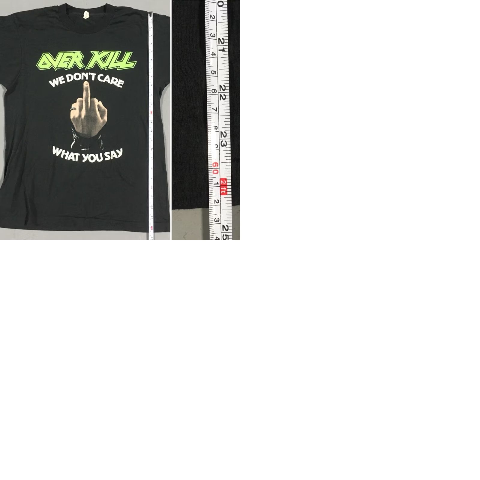 Vintage Vintage Screen Stars Overkill We Don’t Care What You Say T-Shirt 80s 1980s Black M Mens Graphic Tee Size US M / EU 48-50 / 2 - 9 Thumbnail