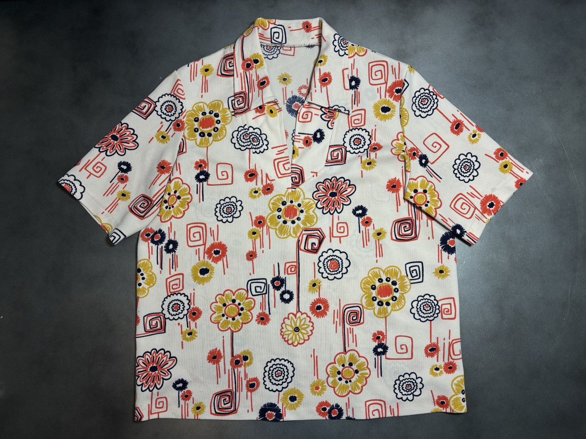 Vintage 1960s Shortsleeve Shirt True Vintage Polo 50s Floral MCM Size US M / EU 48-50 / 2 - 11 Thumbnail