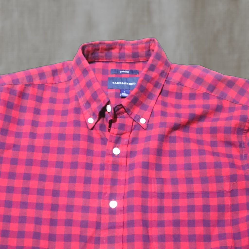 Vintage Vintage Saddlebred Red Plaid Cotton Button-Down Shirt Long Sleeve Men Large Casual Size US L / EU 52-54 / 3 - 1 Thumbnail