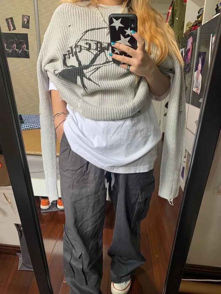 Vintage Sweater Pullover Spider print Gothic Grunge style Hip-hop Size US XL / EU 56 / 4 - 5 Thumbnail