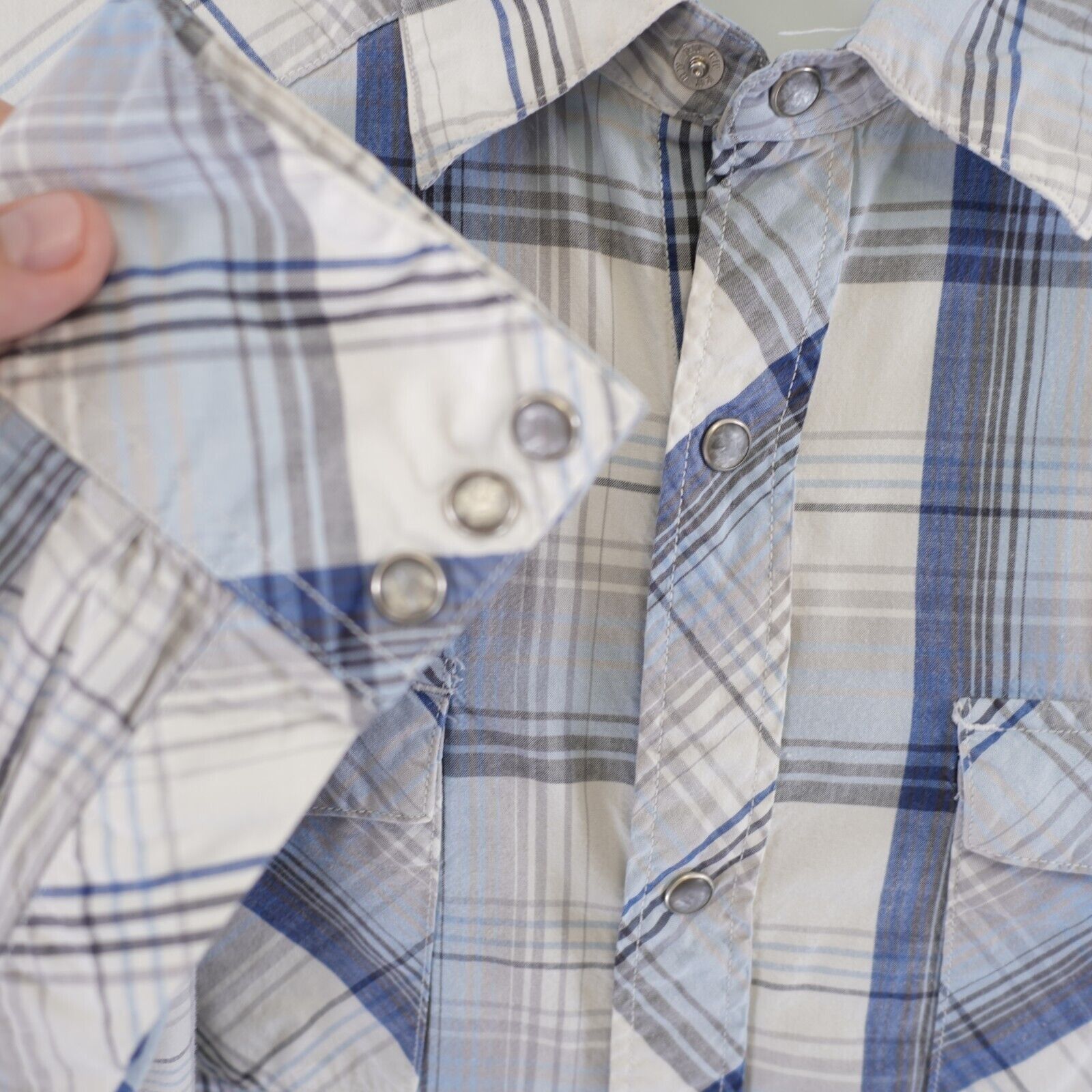 Other Bullhead Western Style Pearl Snap Large White Blue Plaid Col Size US L / EU 52-54 / 3 - 2 Thumbnail