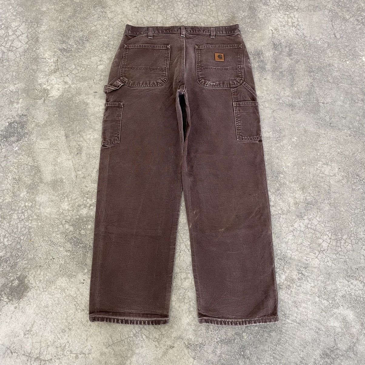 Carhartt × Vintage VTG Carhartt Double Knee Faded Brown Carpenter Work Pants Size US 34 / EU 50 - 14 Thumbnail