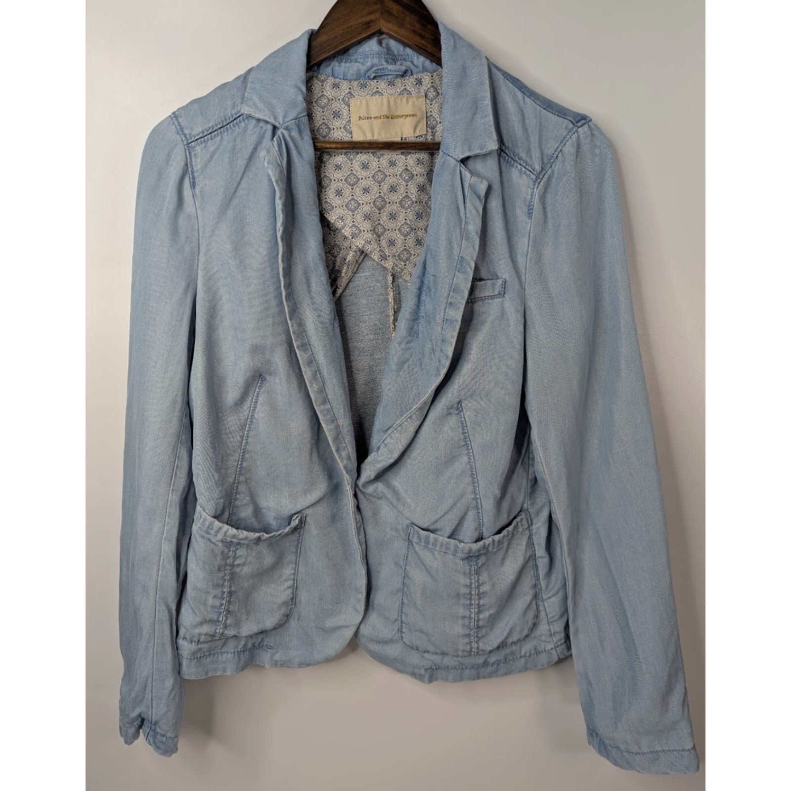 Anthropologie VINTAGE Pilcro & The Letterpress Newsy Chambray One Button Blazer Jacket Size Medium Size M / US 6-8 / IT 42-44 - 2 Thumbnail
