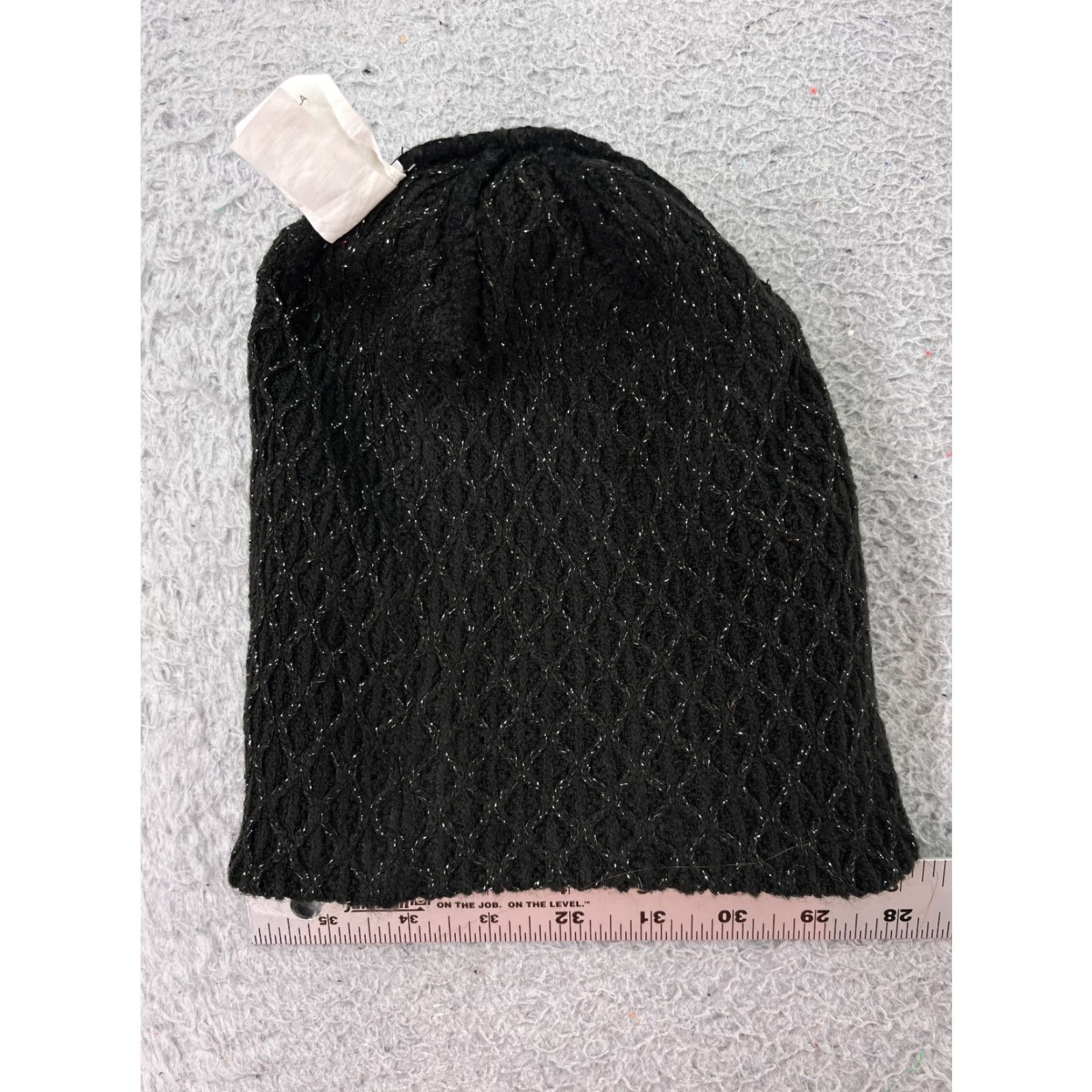 Vintage Womens Beanie Beanie Knit Black Sparkly Acrylic Metallic Blend Ski Theme One Size Adult One Size Black Sparkly Ski Womens Size ONE SIZE - 4 Thumbnail